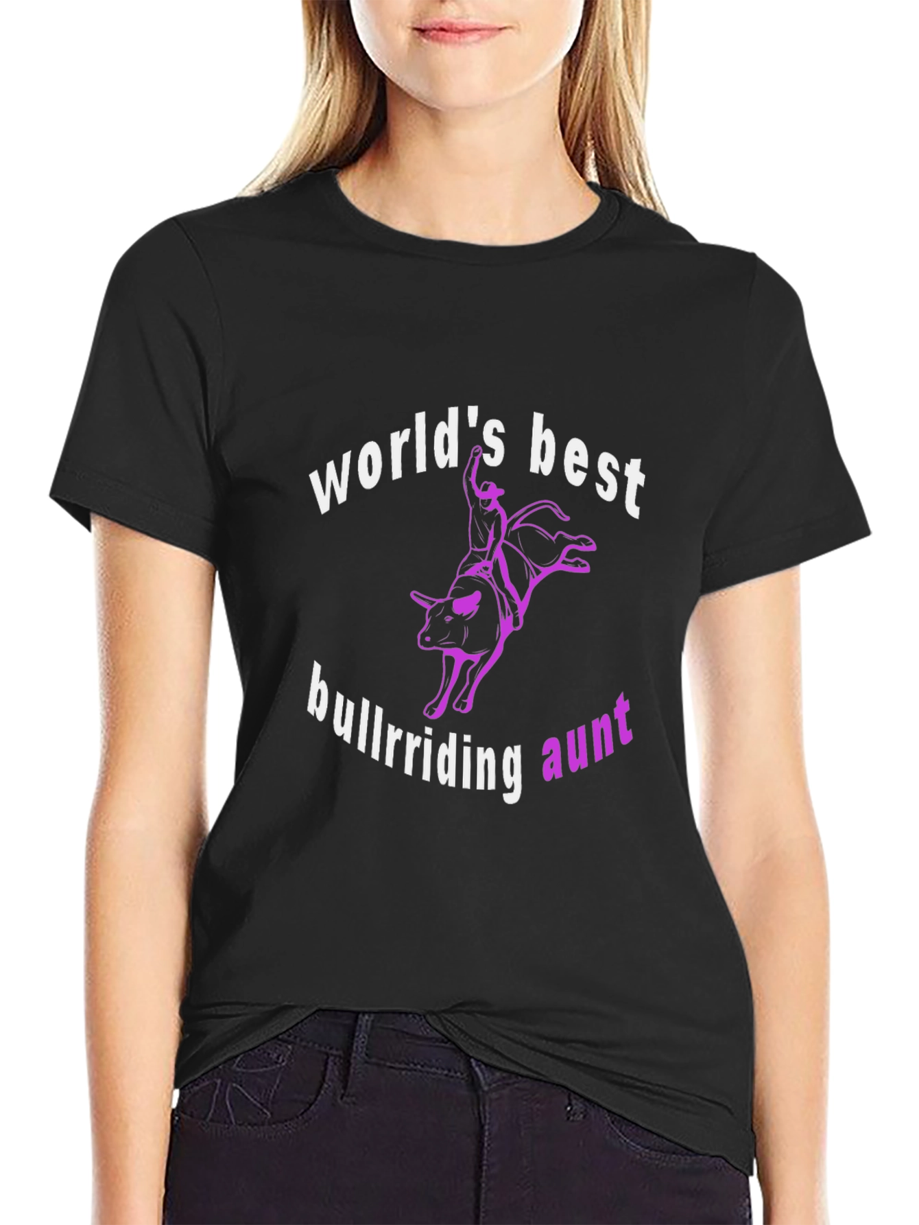 Worlds Best Bullriding Aunt Black T-Shirt