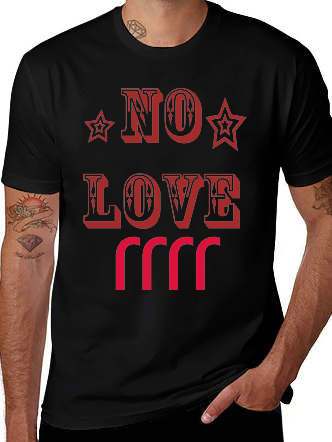No Love T-Shirt Black Cotton Graphic Tee