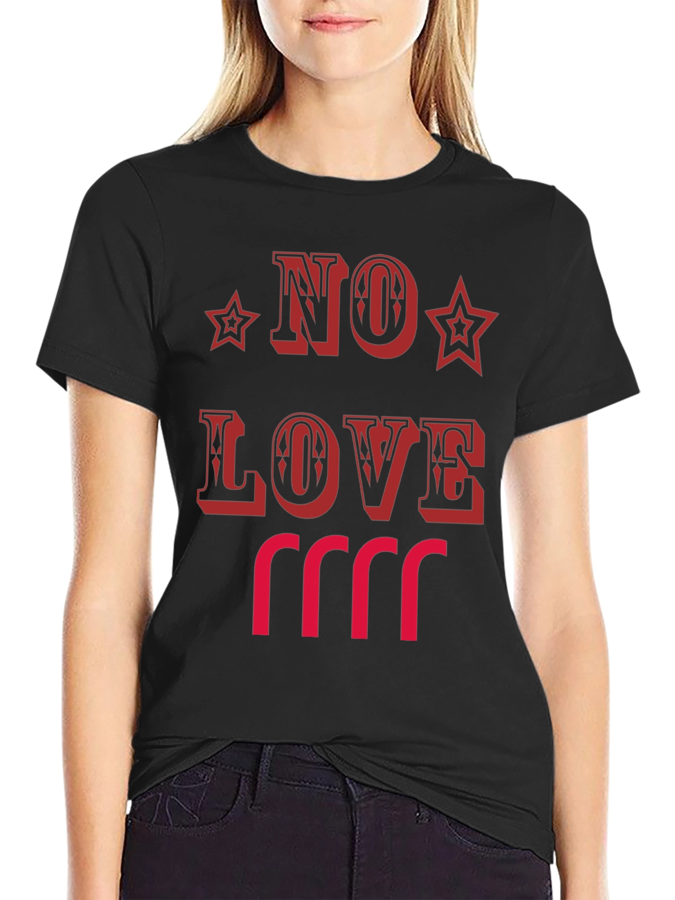 No Love T-Shirt Black Cotton Graphic Tee