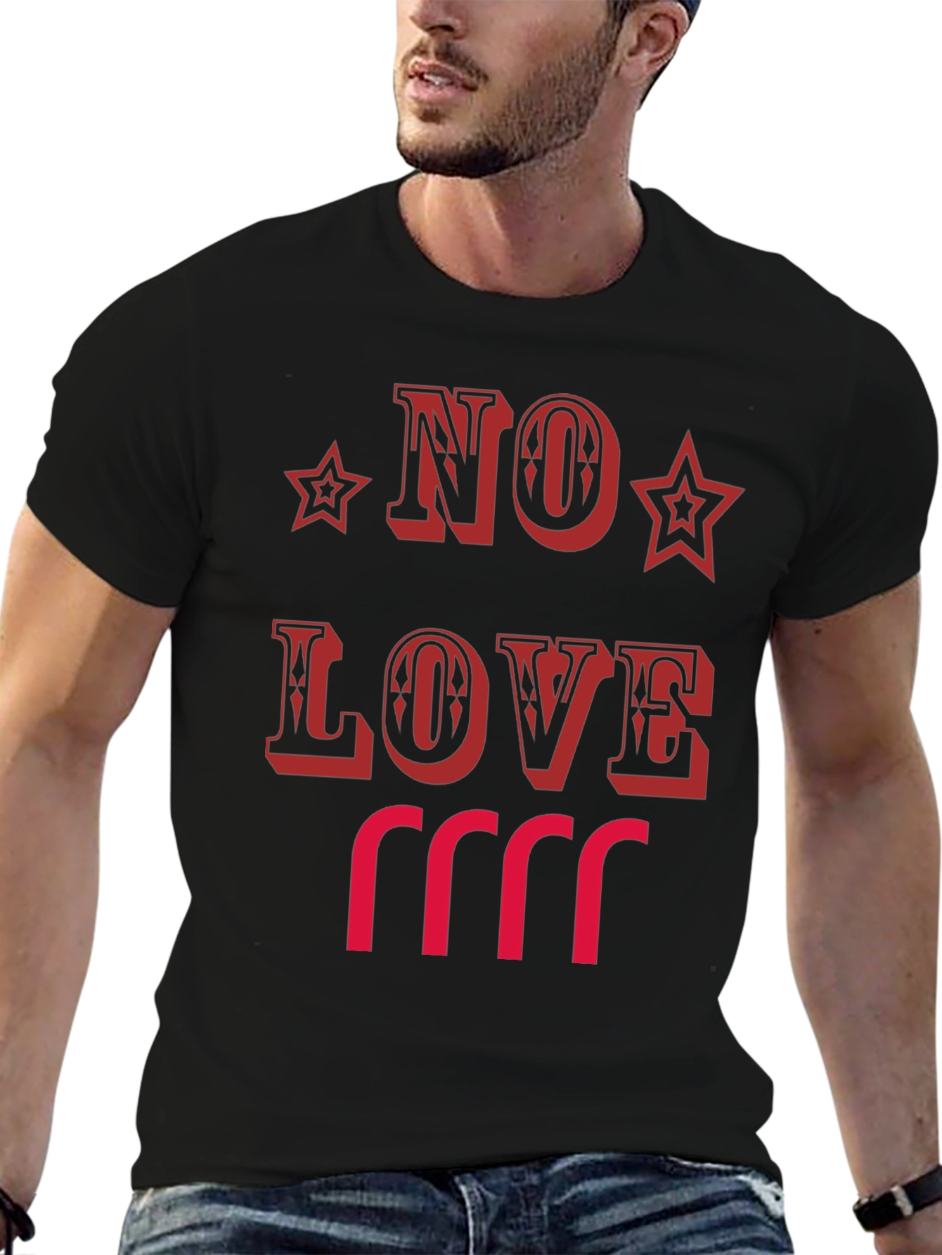 No Love T-Shirt Black Cotton Graphic Tee