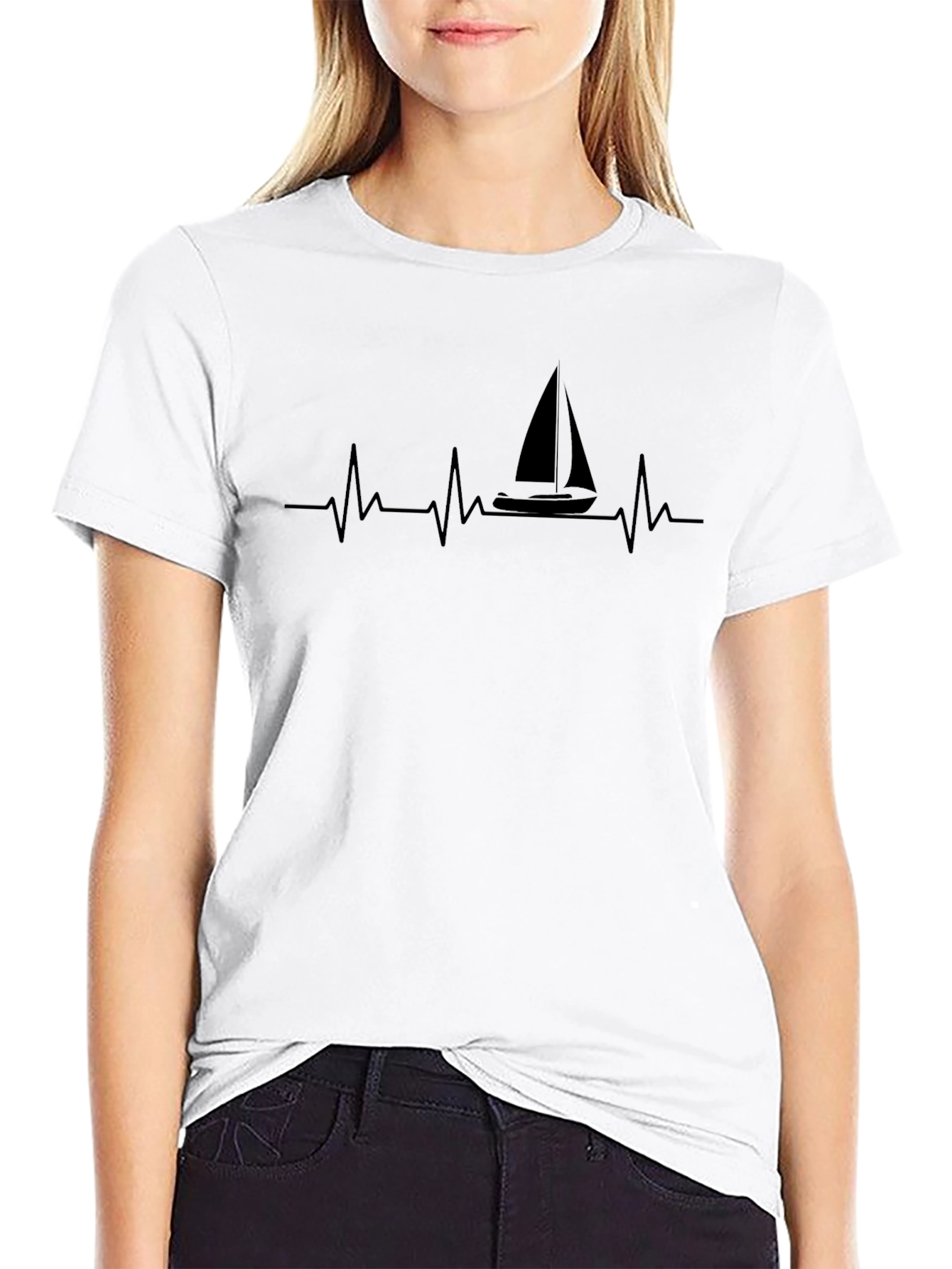Sailboat Heartbeat Graphic T-Shirt