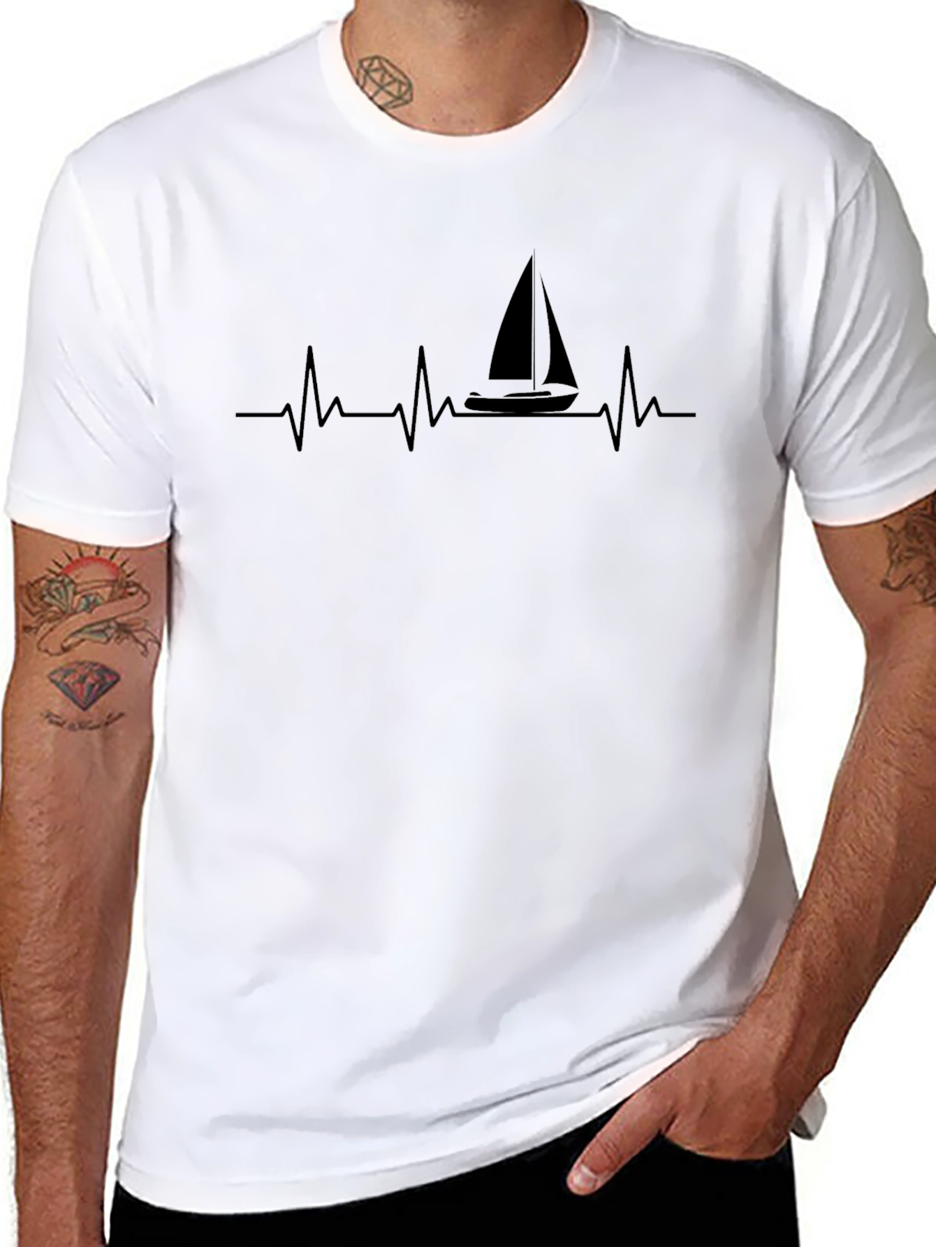 Sailboat Heartbeat Graphic T-Shirt