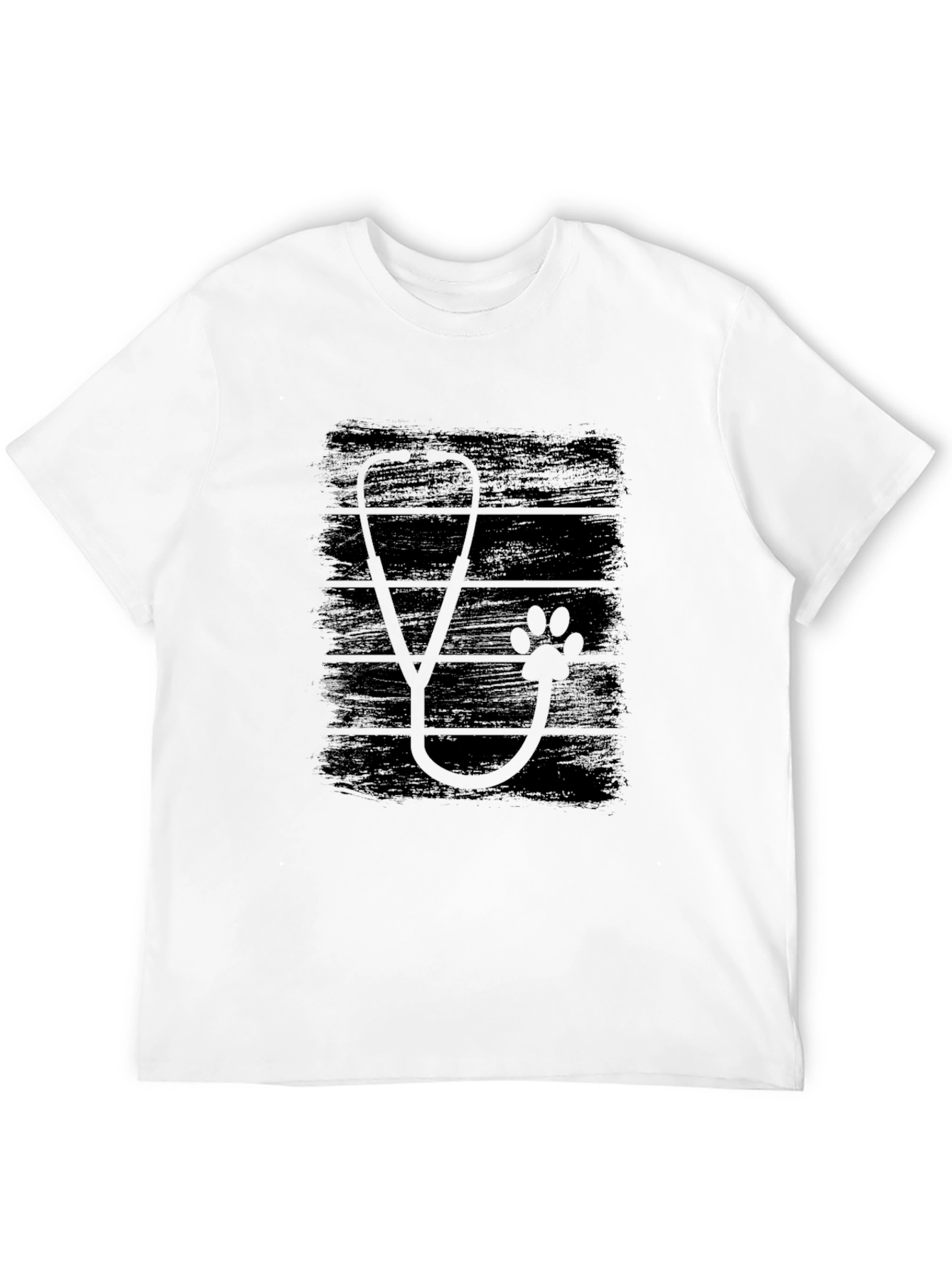 Vet Stethoscope Paw Print Black T-Shirt