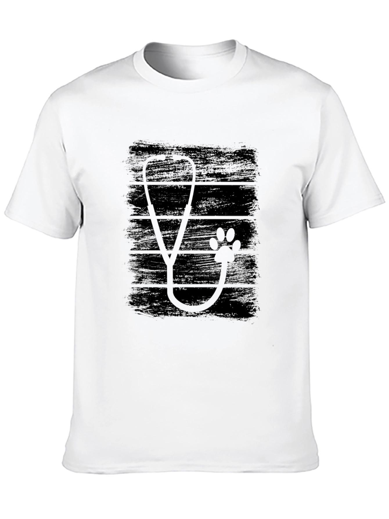 Vet Stethoscope Paw Print Black T-Shirt