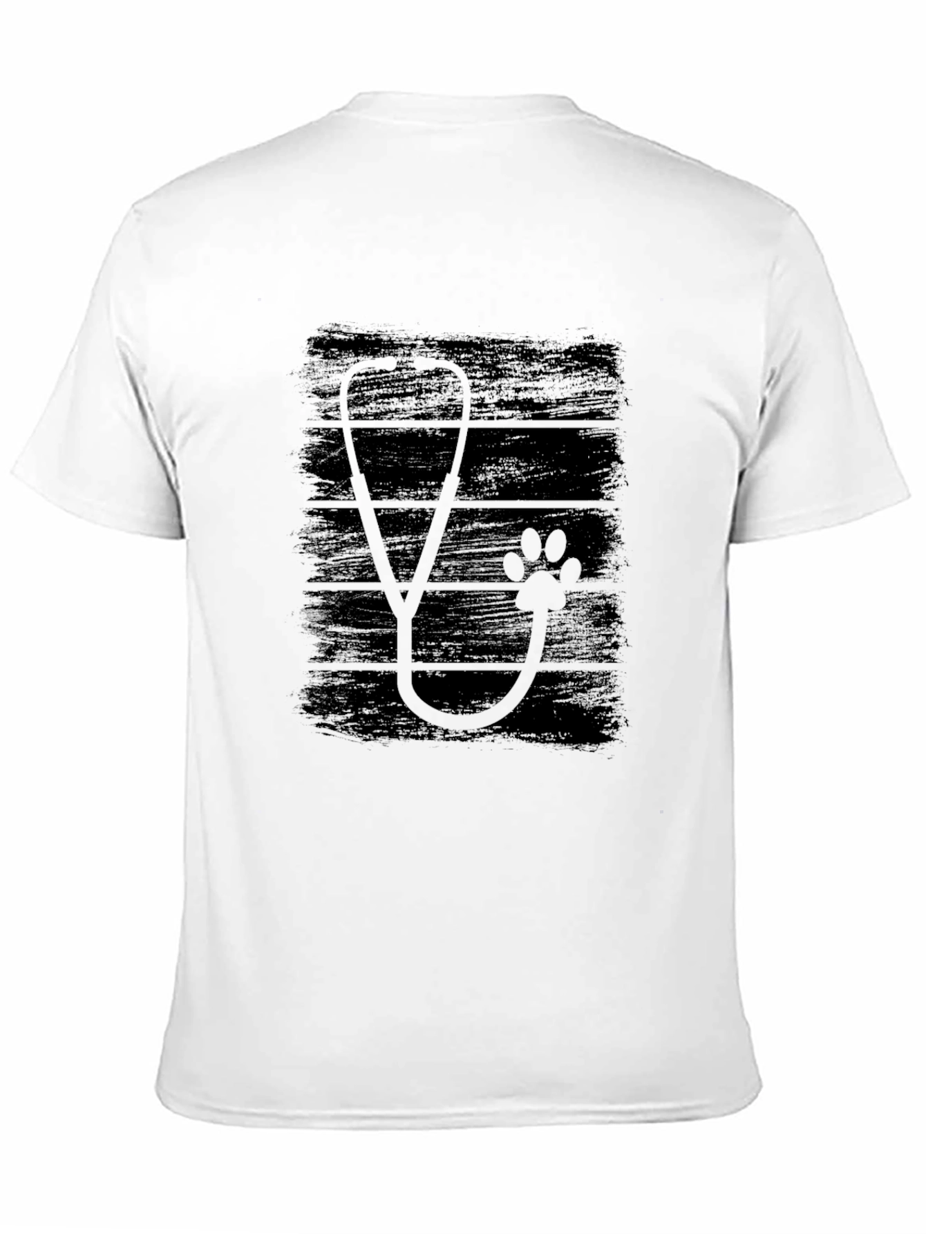 Vet Stethoscope Paw Print Black T-Shirt