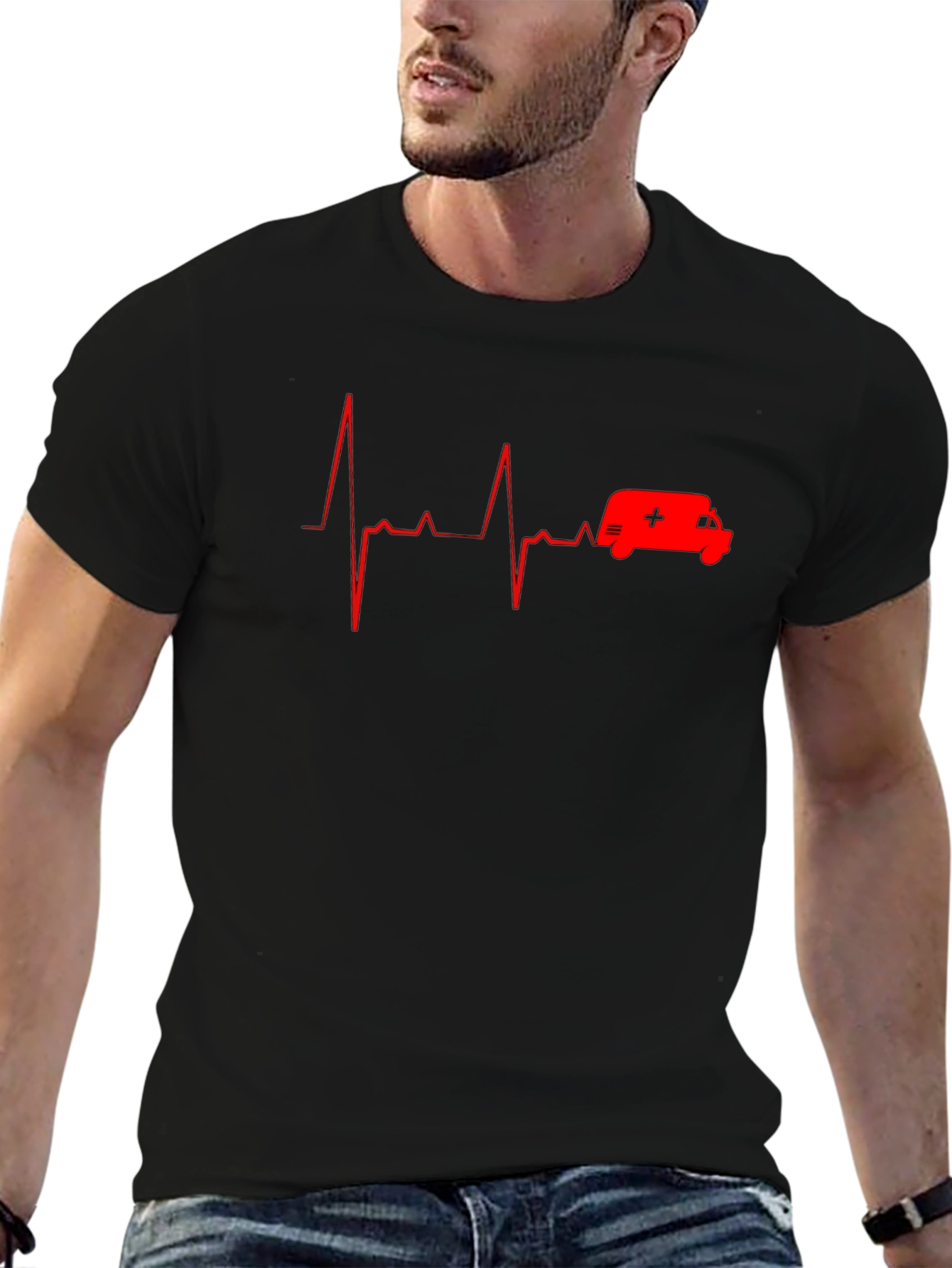 Ambulance Heartbeat Graphic T-Shirt