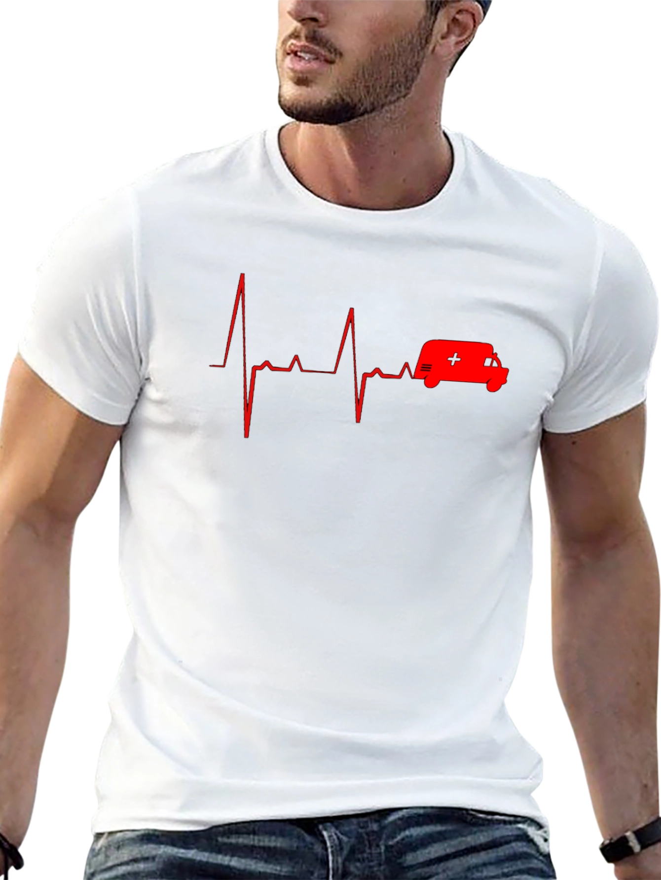 Ambulance Heartbeat Graphic T-Shirt