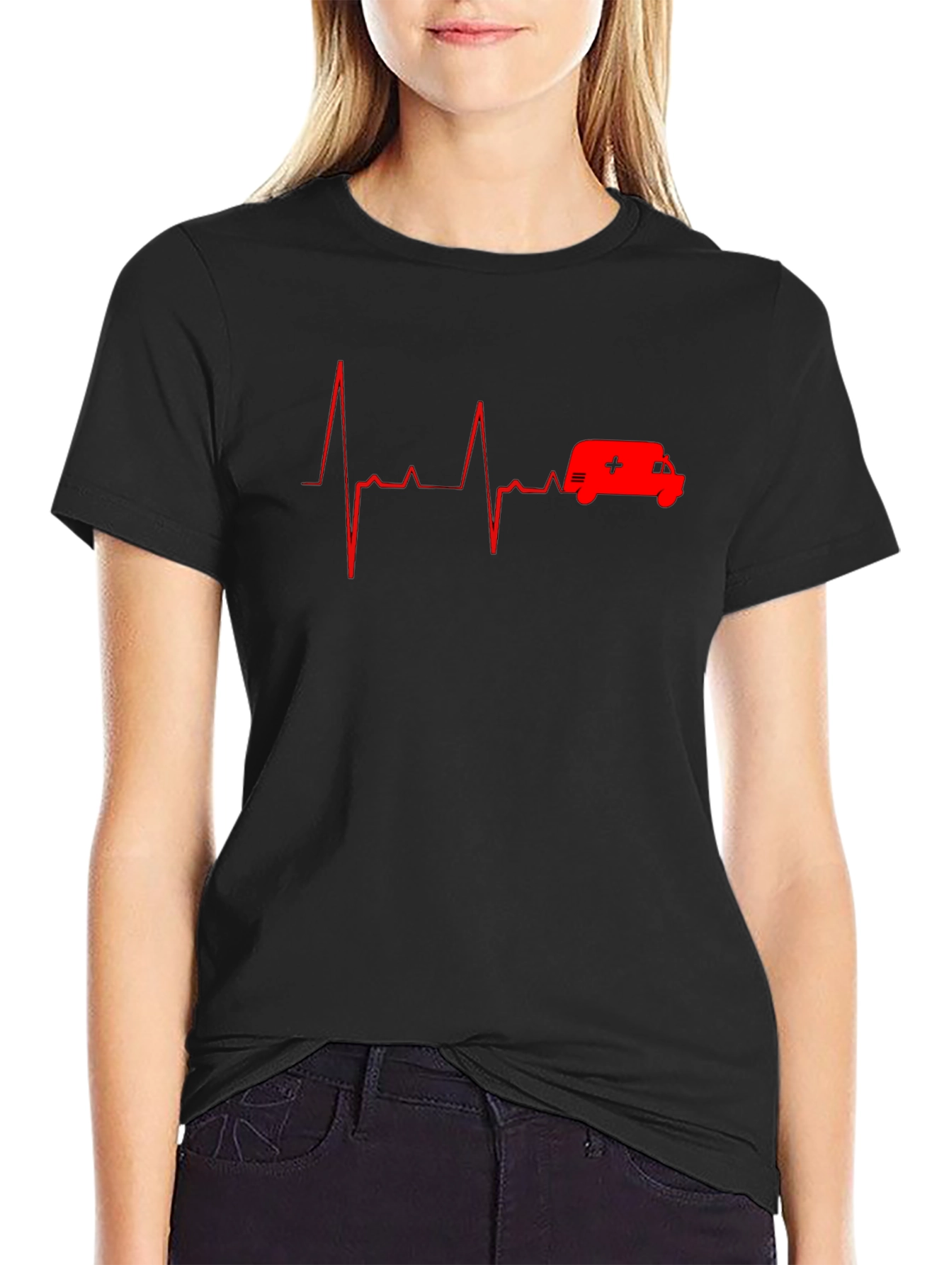 Ambulance Heartbeat Graphic T-Shirt