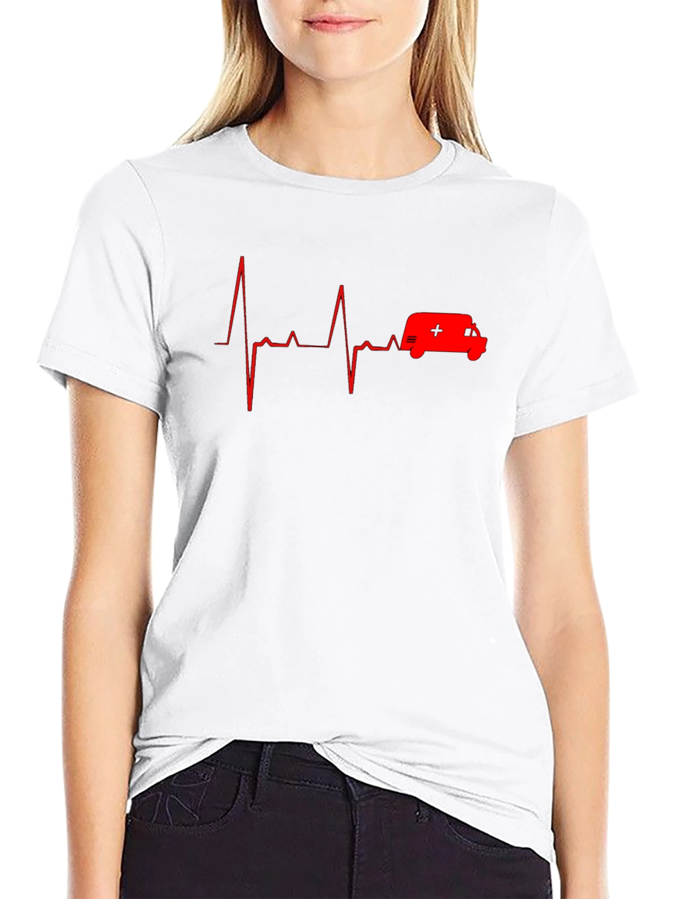 Ambulance Heartbeat Graphic T-Shirt