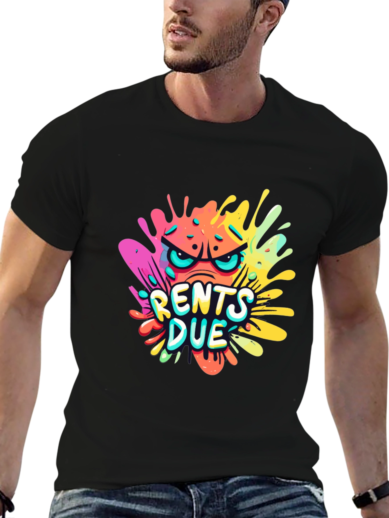 Rents Due Graphic T-Shirt - Black Cotton Tee