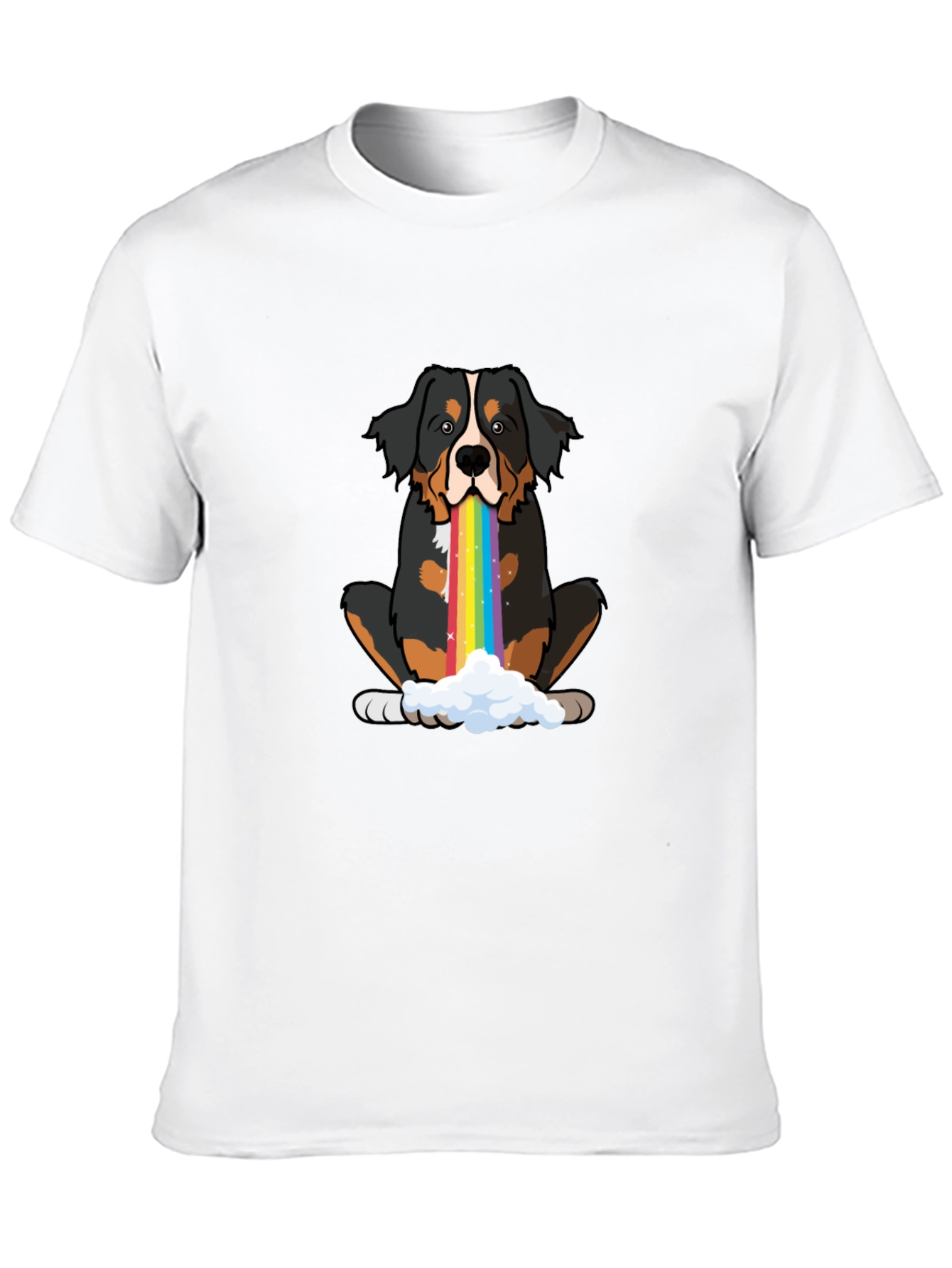 Rainbow Puke Bernese Mountain Dog Graphic Tee
