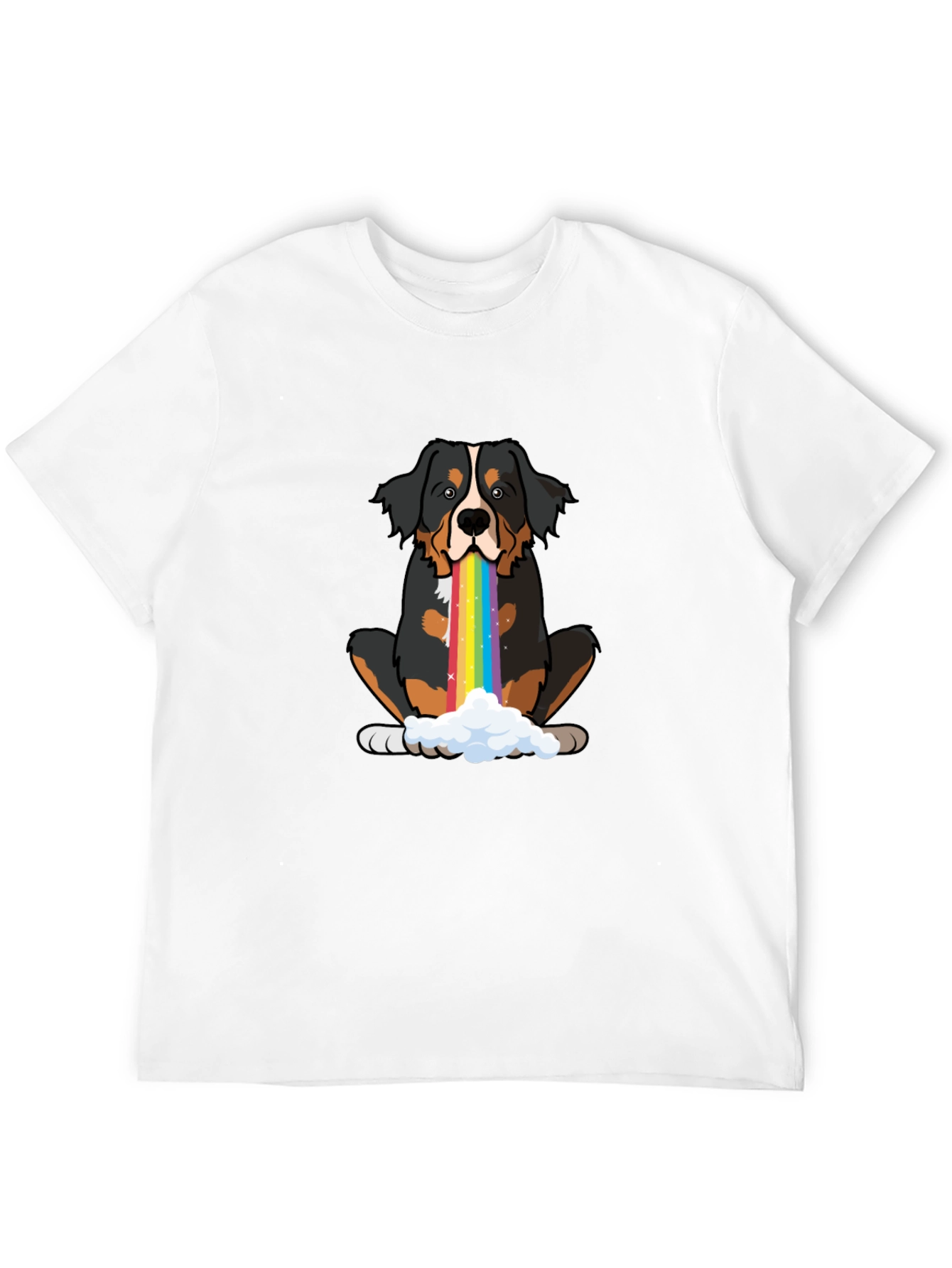 Rainbow Puke Bernese Mountain Dog Graphic Tee