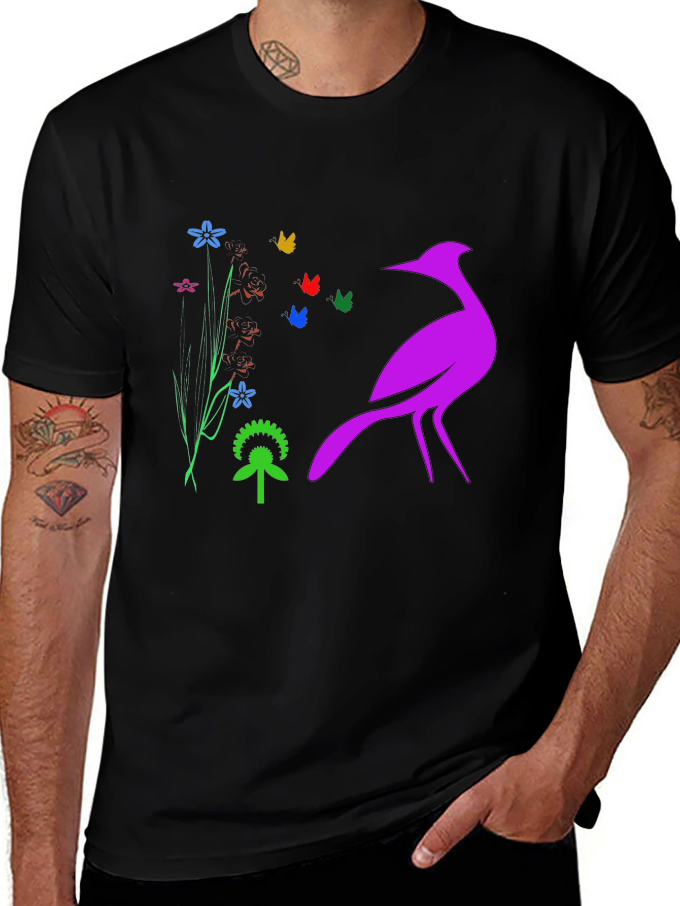 Floral Bird Graphic Tee - Stylish Comfort