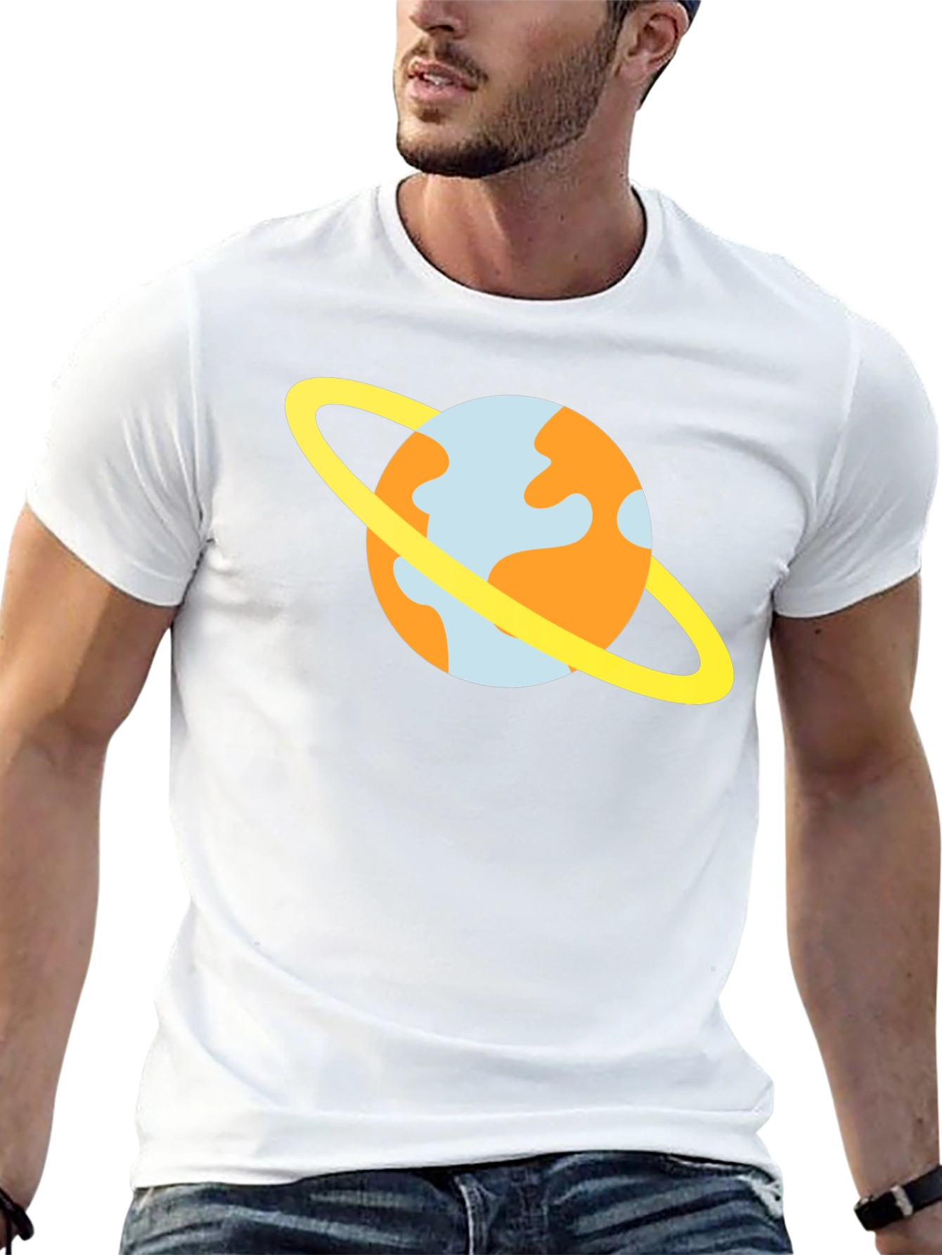 Cartoon Planet T-Shirt - Casual Black Tee