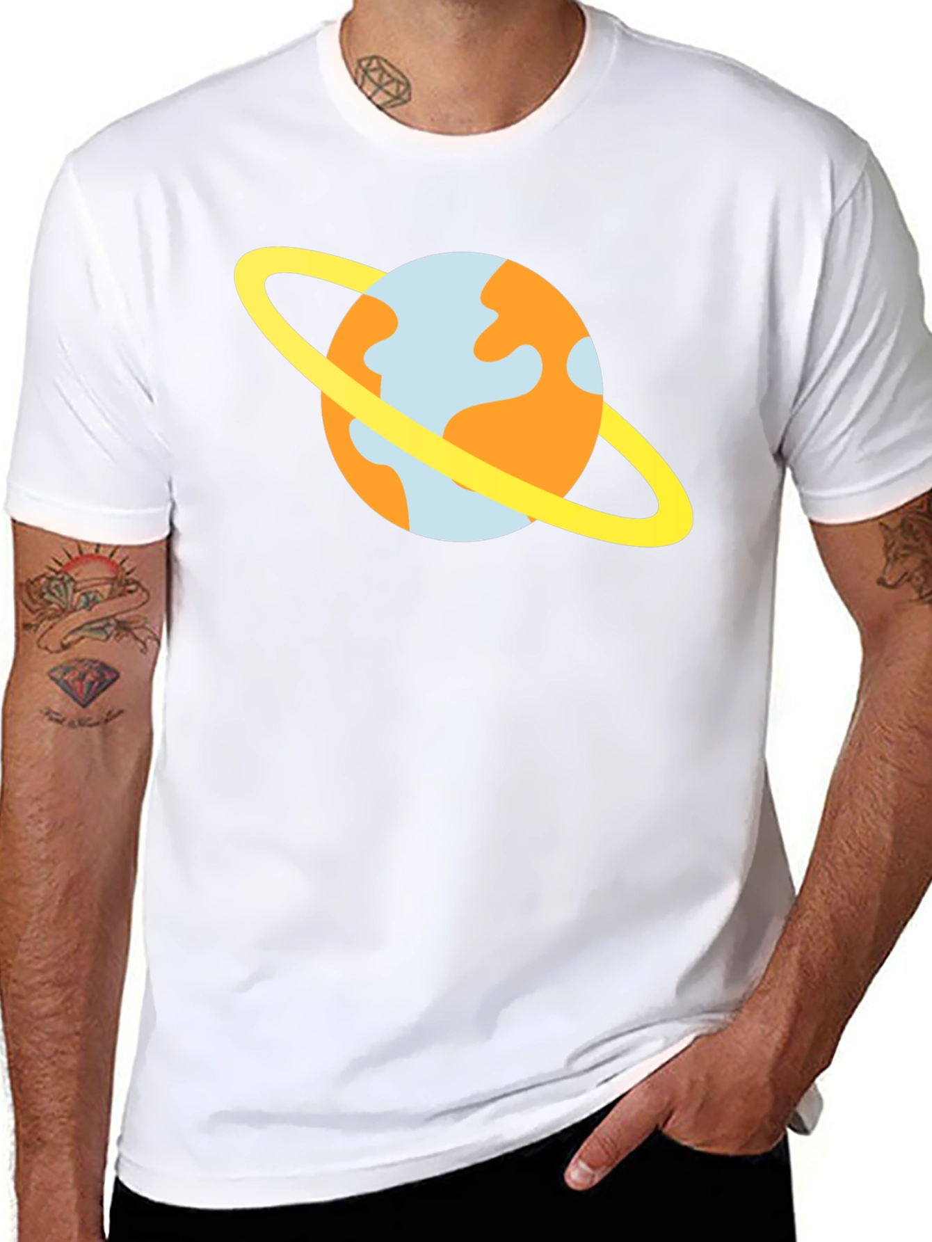 Cartoon Planet T-Shirt - Casual Black Tee