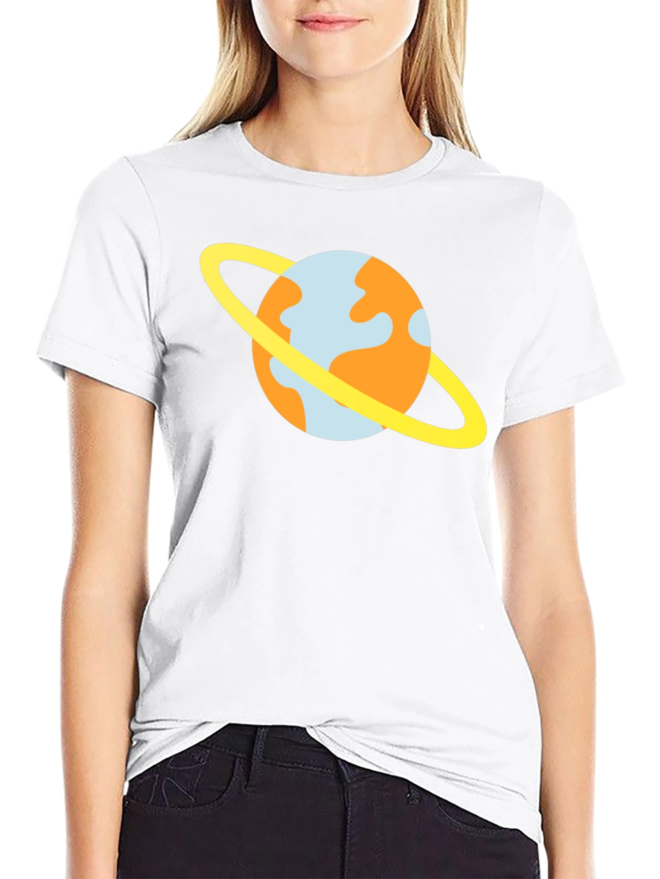 Cartoon Planet T-Shirt - Casual Black Tee