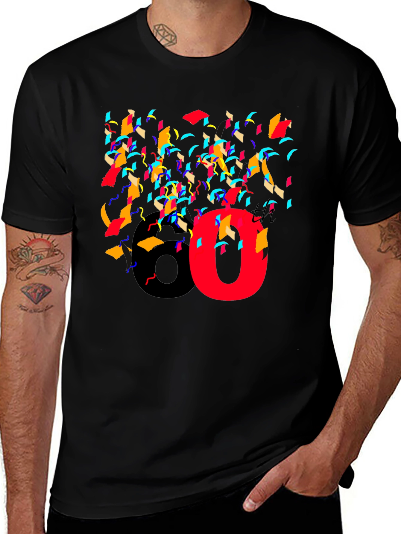 Festive Celebration T-Shirt - 80 and Confetti