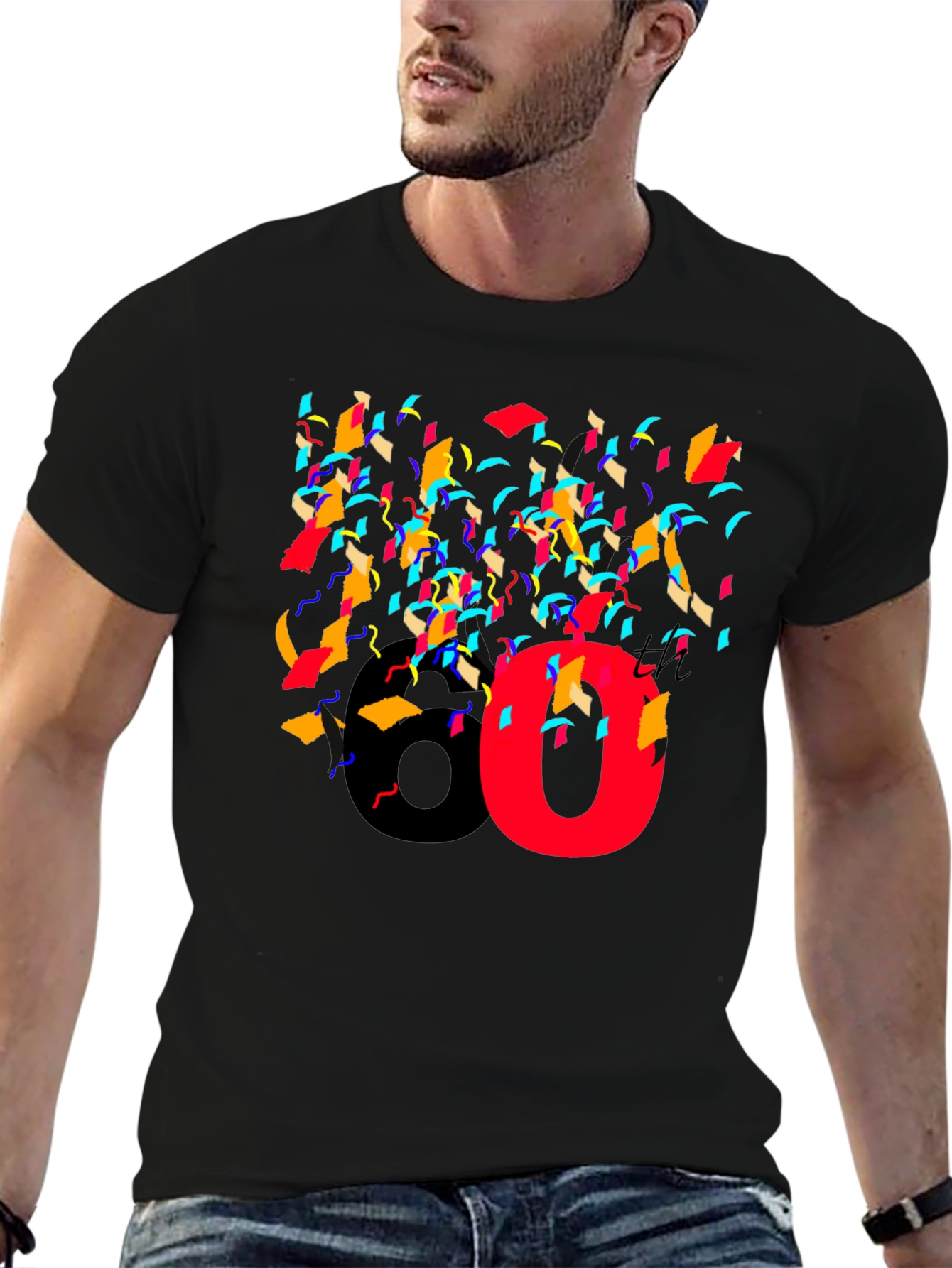 Festive Celebration T-Shirt - 80 and Confetti