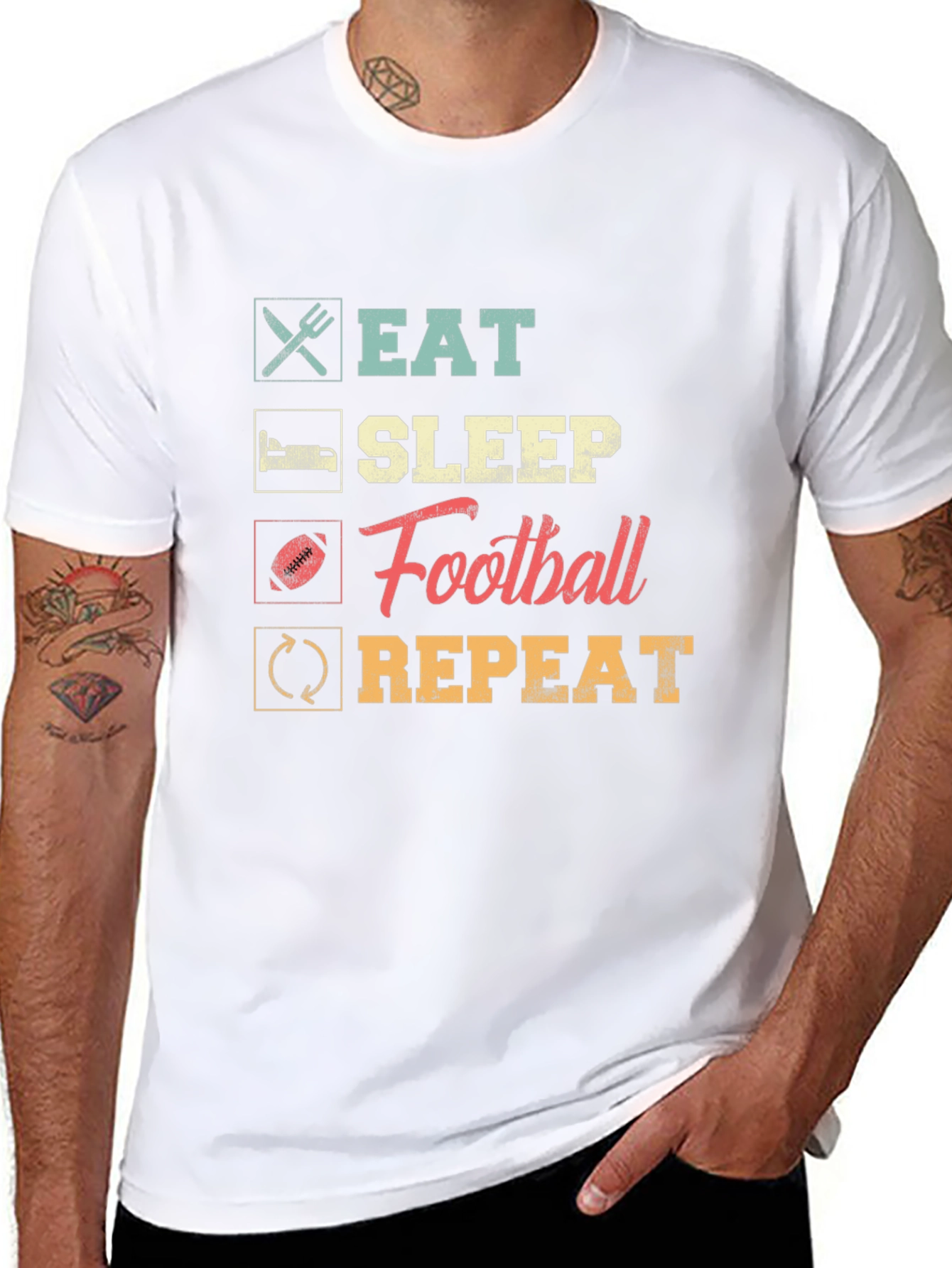 Eat Sleep Football Repeat Black Tee