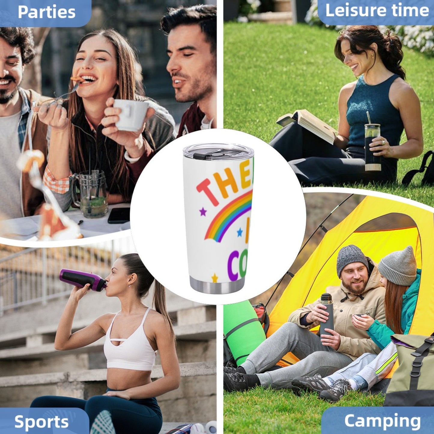 Insulated Beverage Tumbler - Stainless Steel Graphic Design Travel Cup