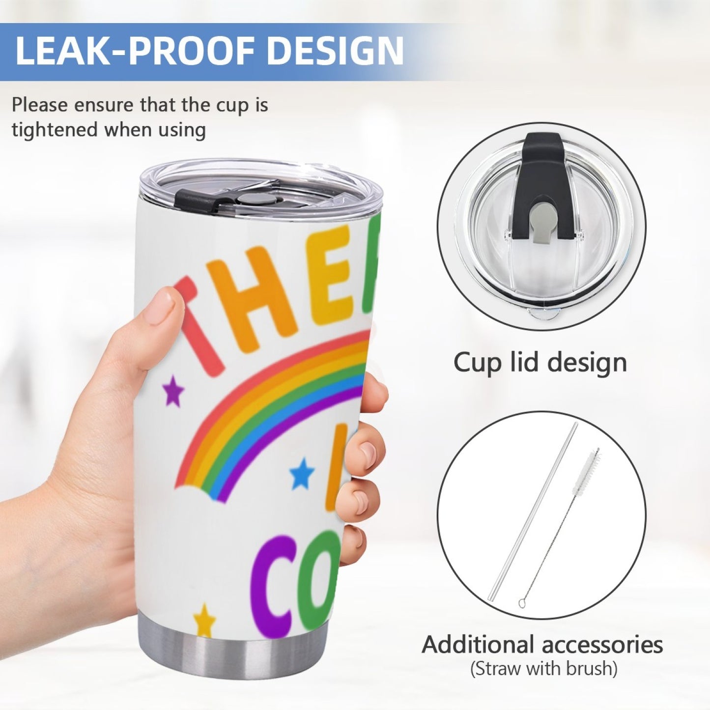 Insulated Beverage Tumbler - Stainless Steel Graphic Design Travel Cup