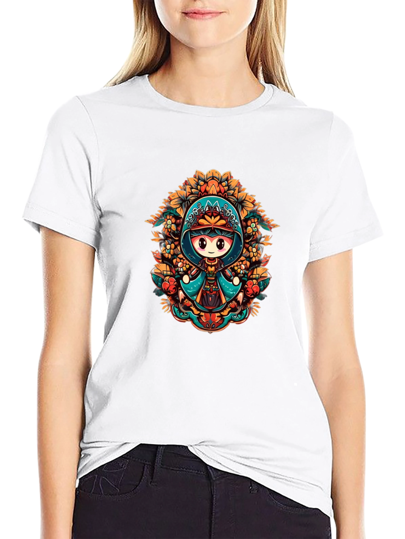 Anime Style Graphic Tee - Black