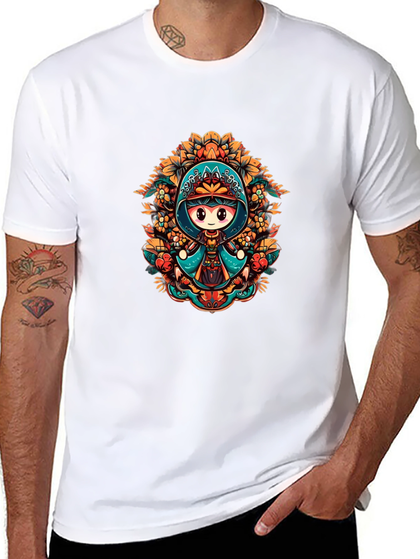 Anime Style Graphic Tee - Black