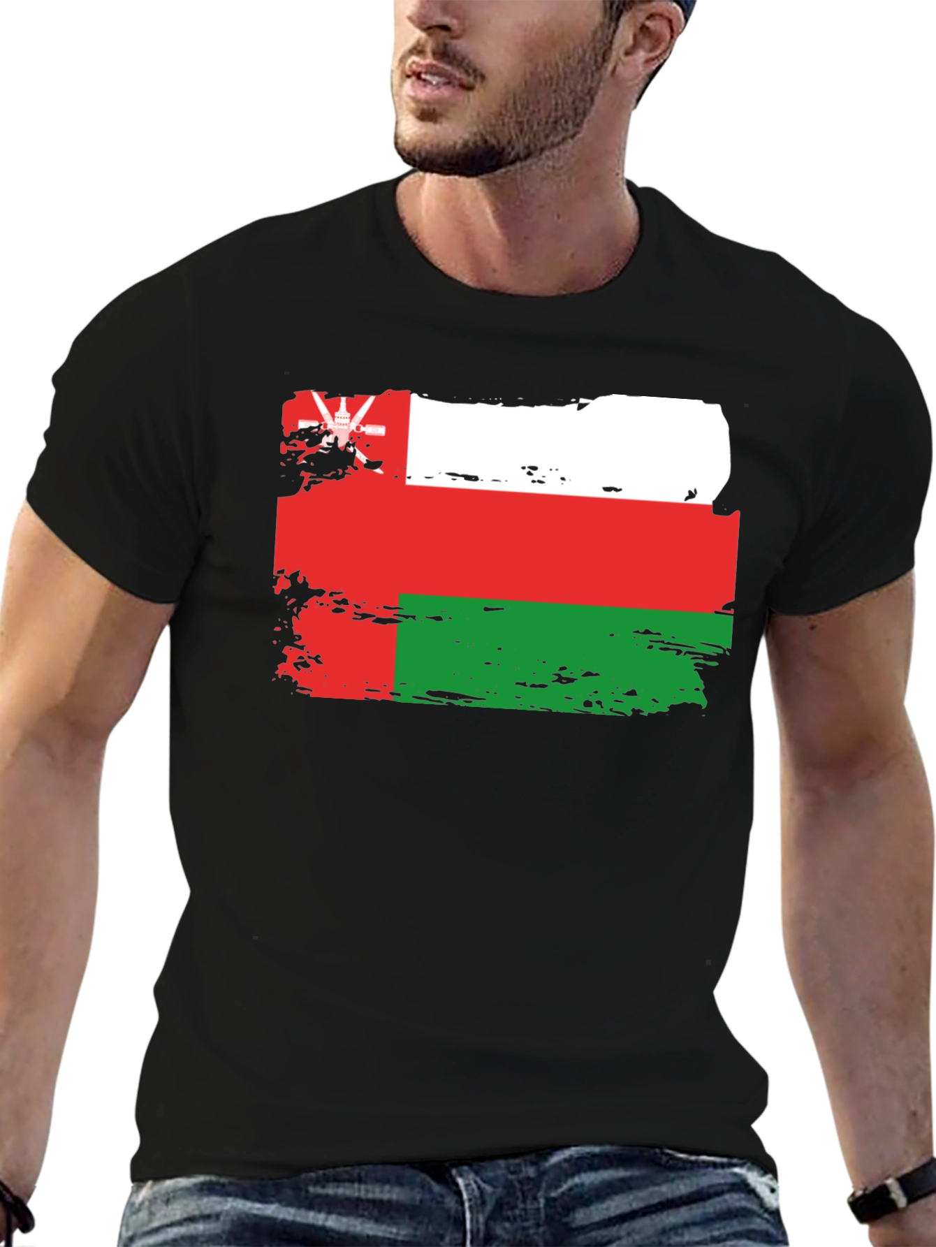 Oman Flag T-Shirt: Distressed Style Tee