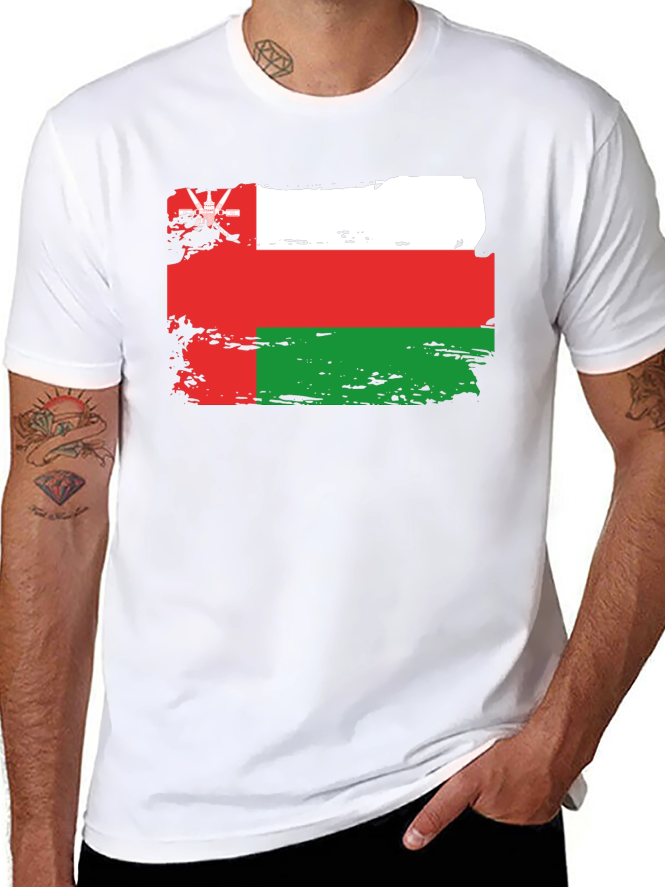 Oman Flag T-Shirt: Distressed Style Tee
