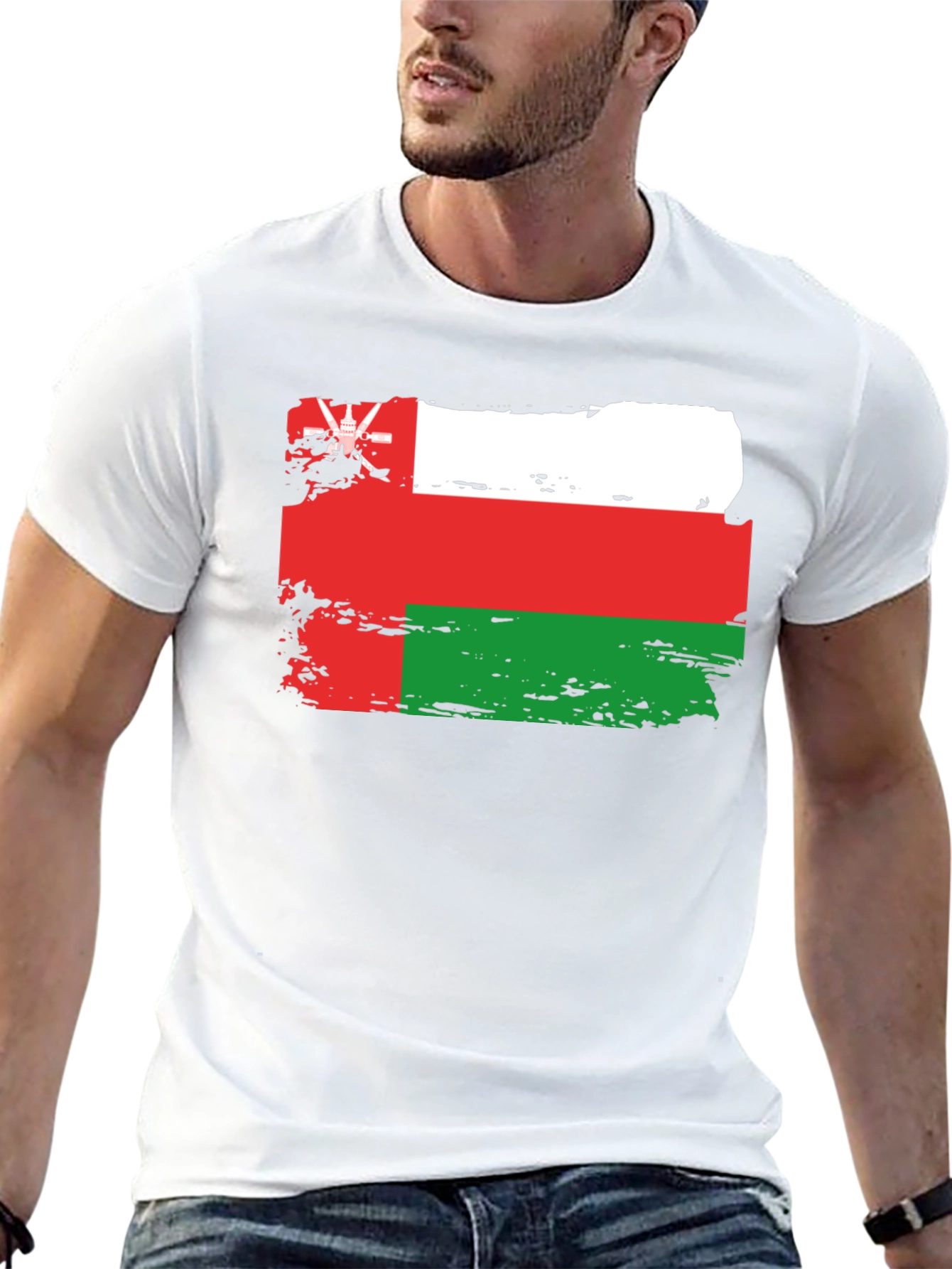Oman Flag T-Shirt: Distressed Style Tee