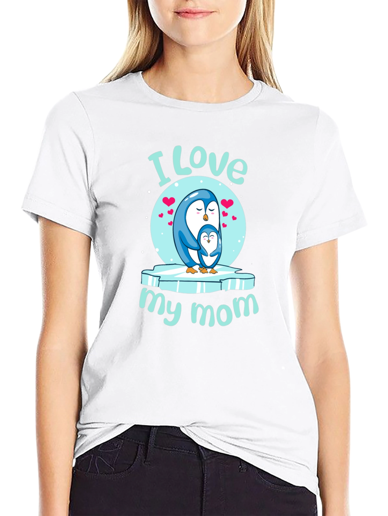 I Love My Mom Penguin Graphic Tee