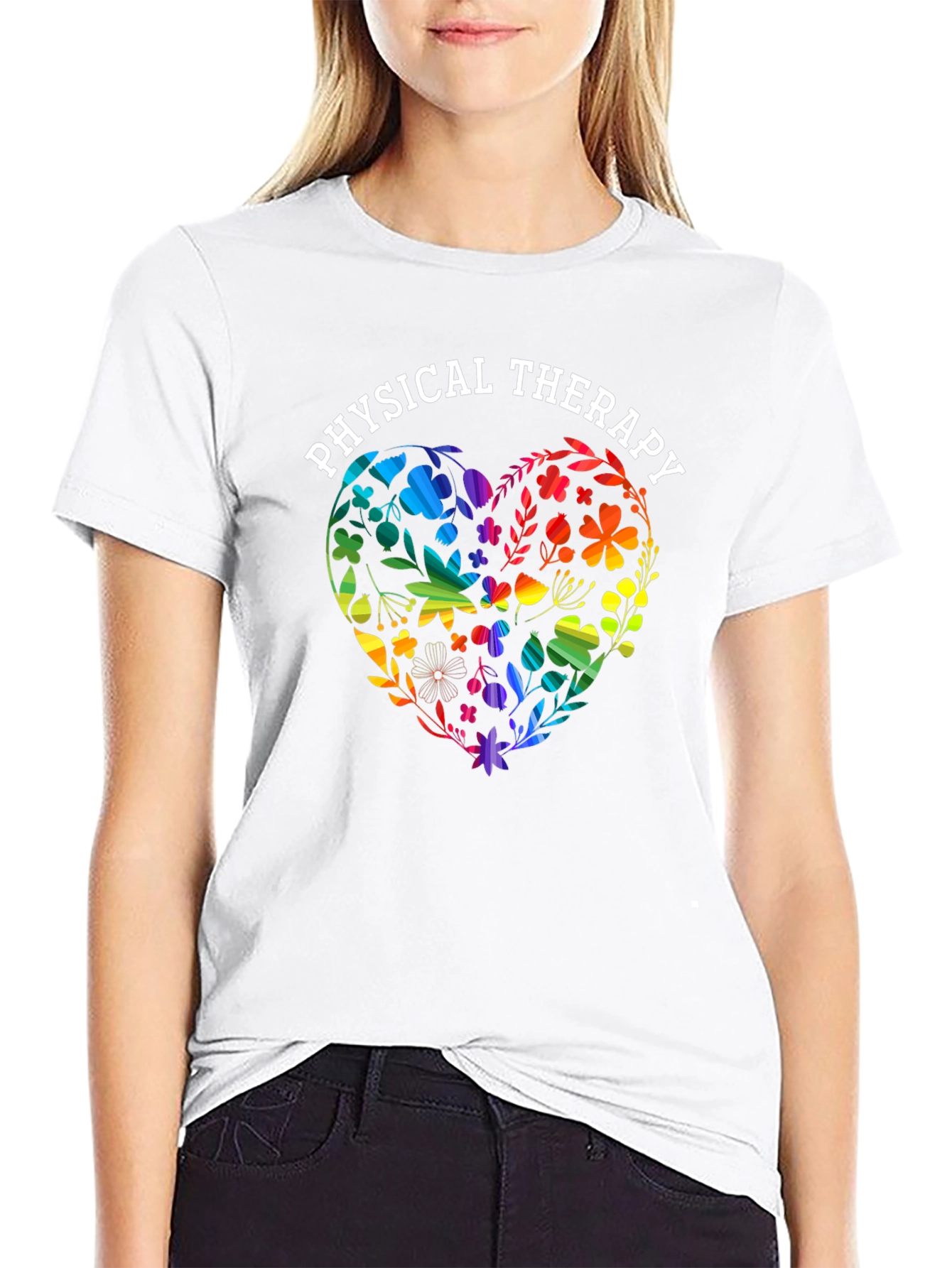 Physical Therapy Heart Floral T-Shirt