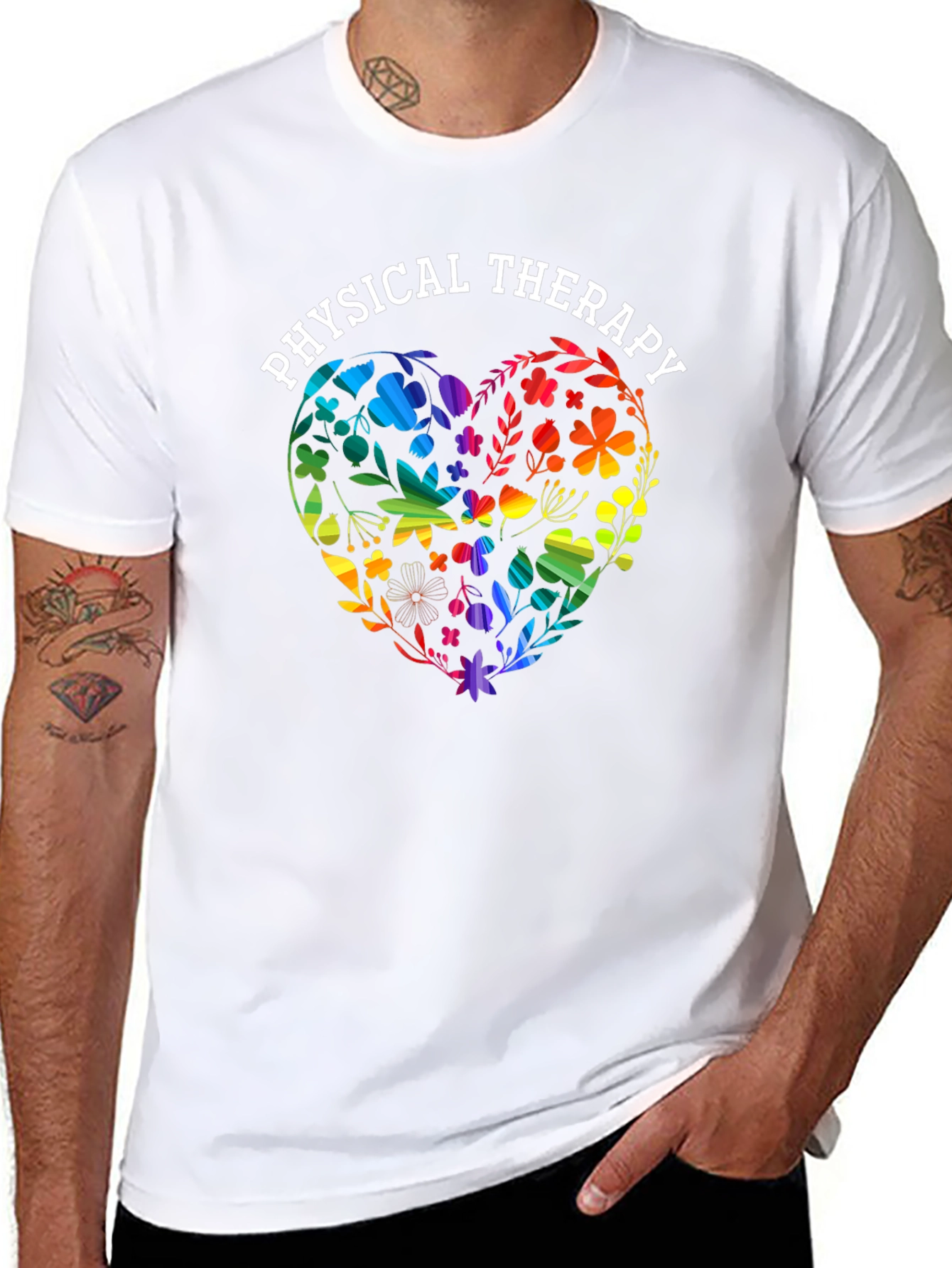 Physical Therapy Heart Floral T-Shirt