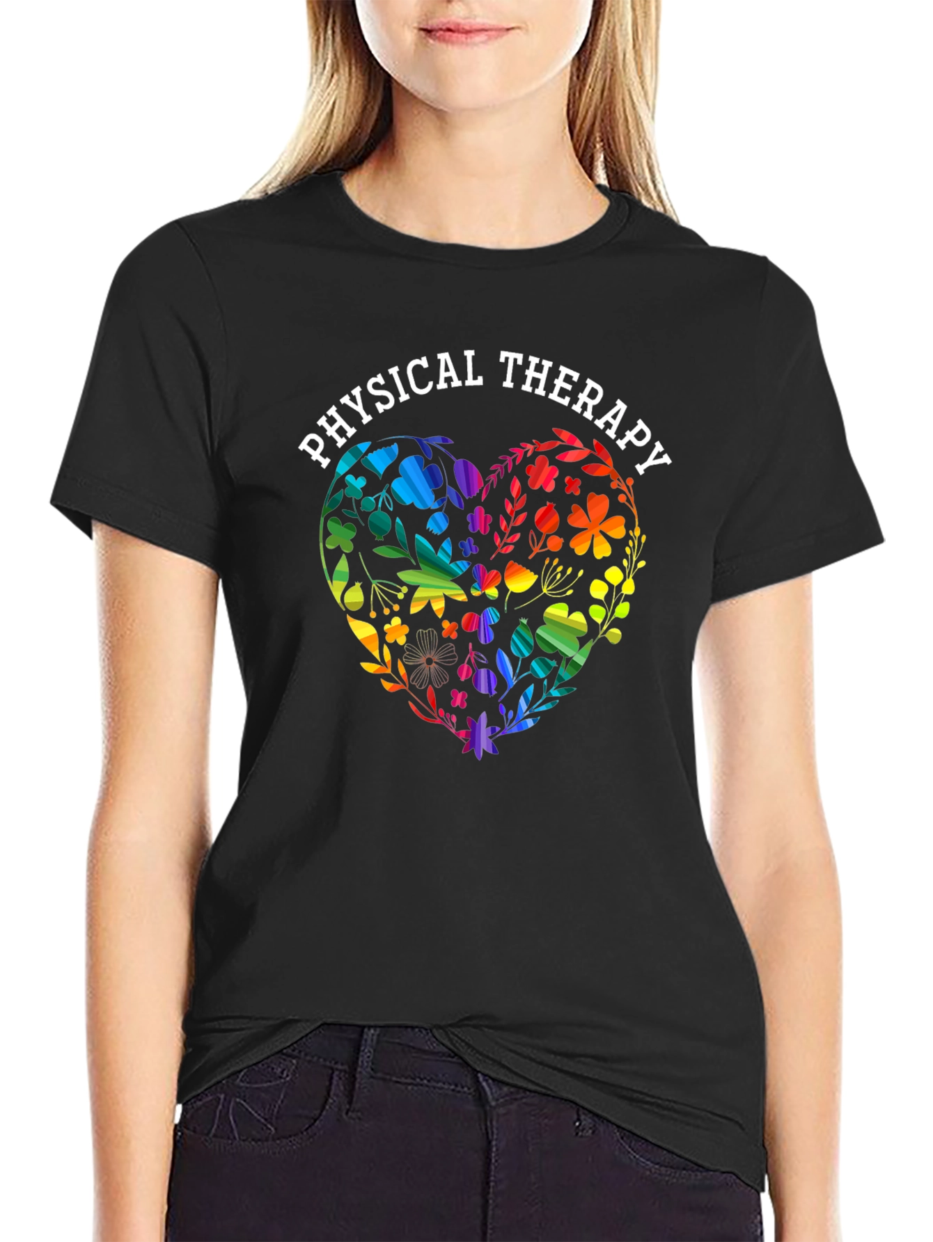 Physical Therapy Heart Floral T-Shirt
