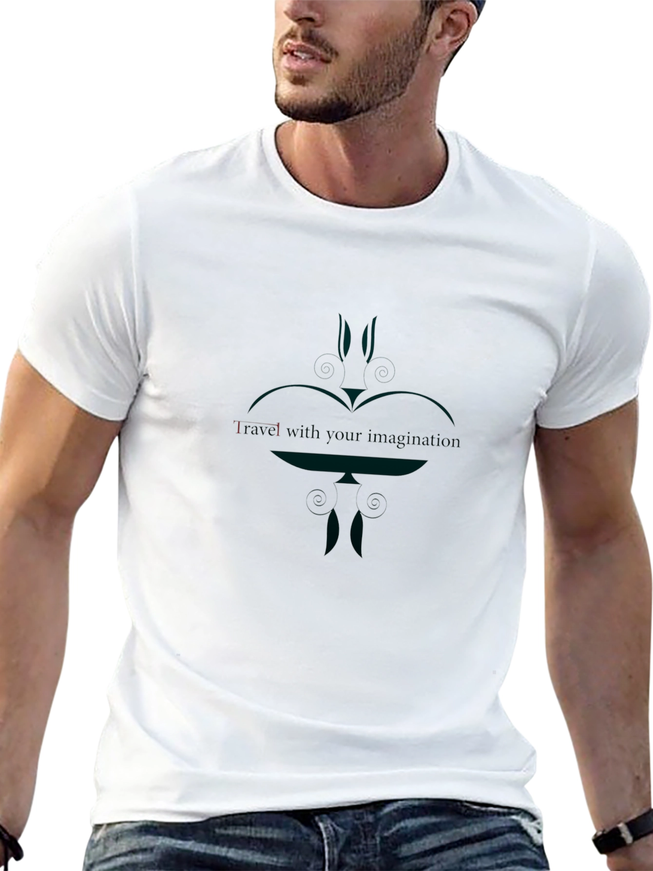 Black Graphic Tee - Travel With Your Imagination