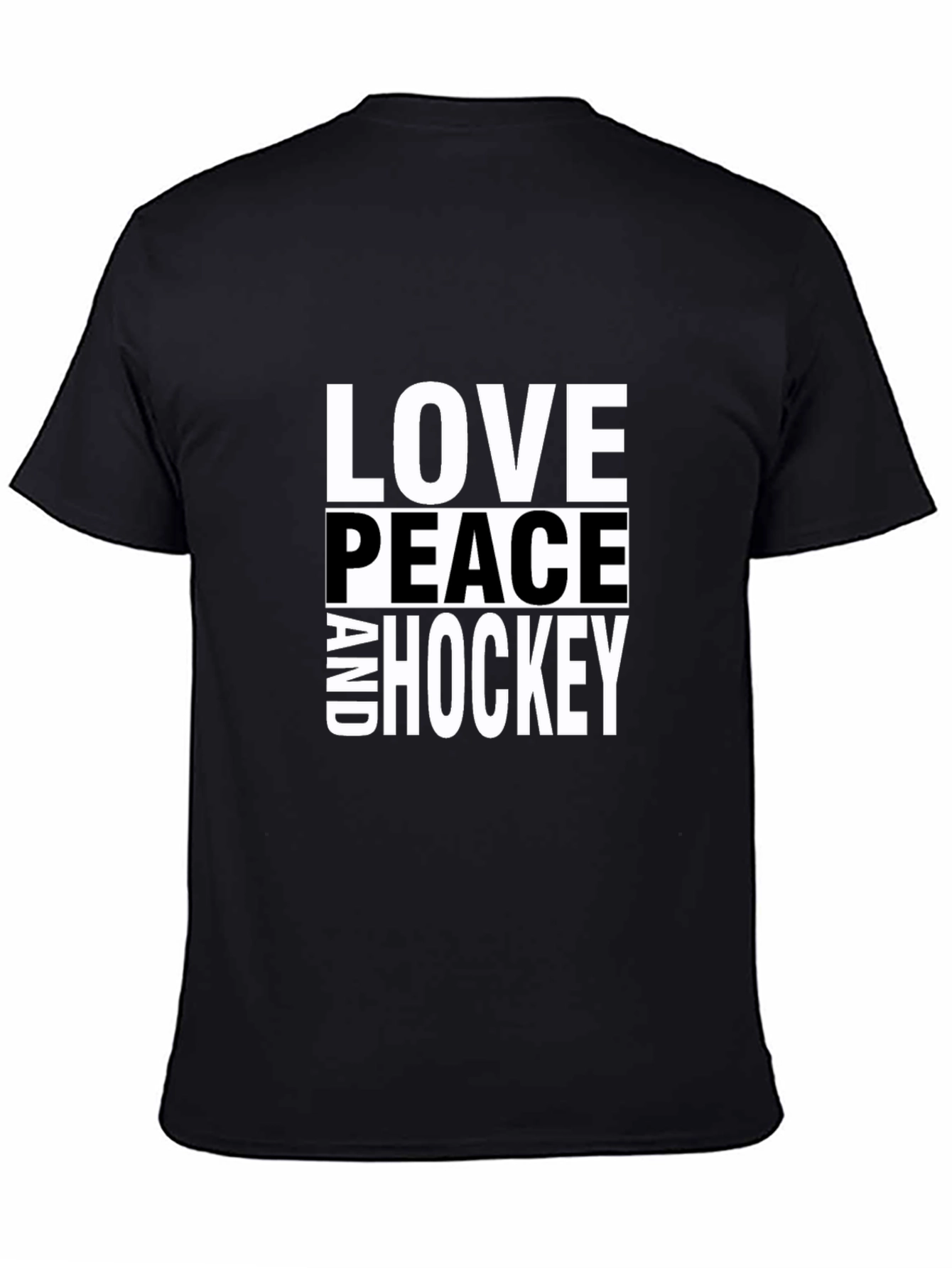 Love Peace and Hockey Black T-Shirt
