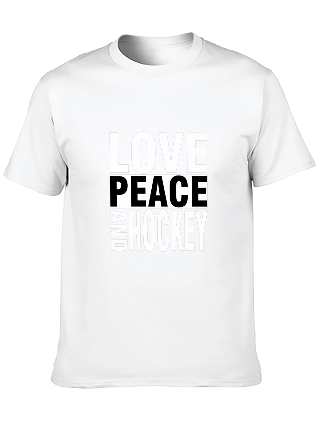 Love Peace and Hockey Black T-Shirt