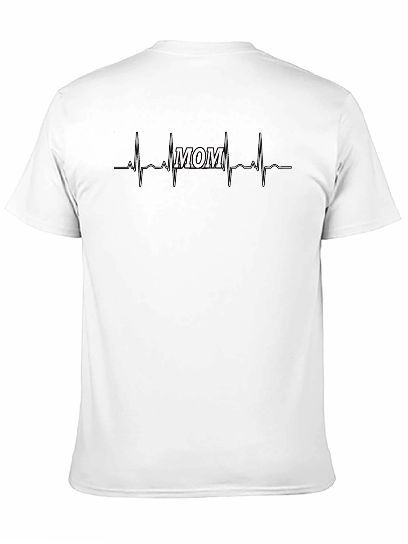 Mom Life Heartbeat T-Shirt - Black Crew Neck