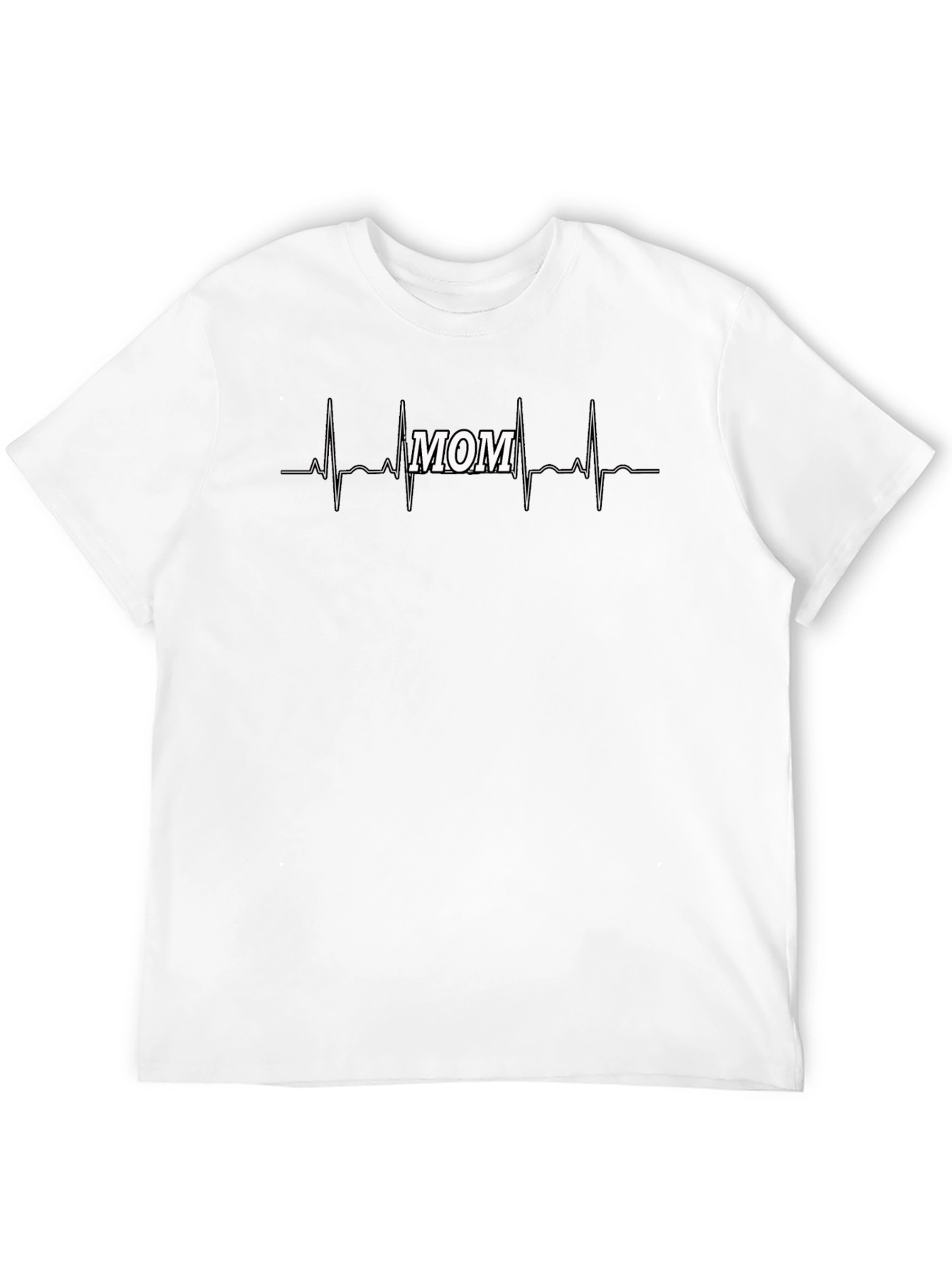 Mom Life Heartbeat T-Shirt - Black Crew Neck