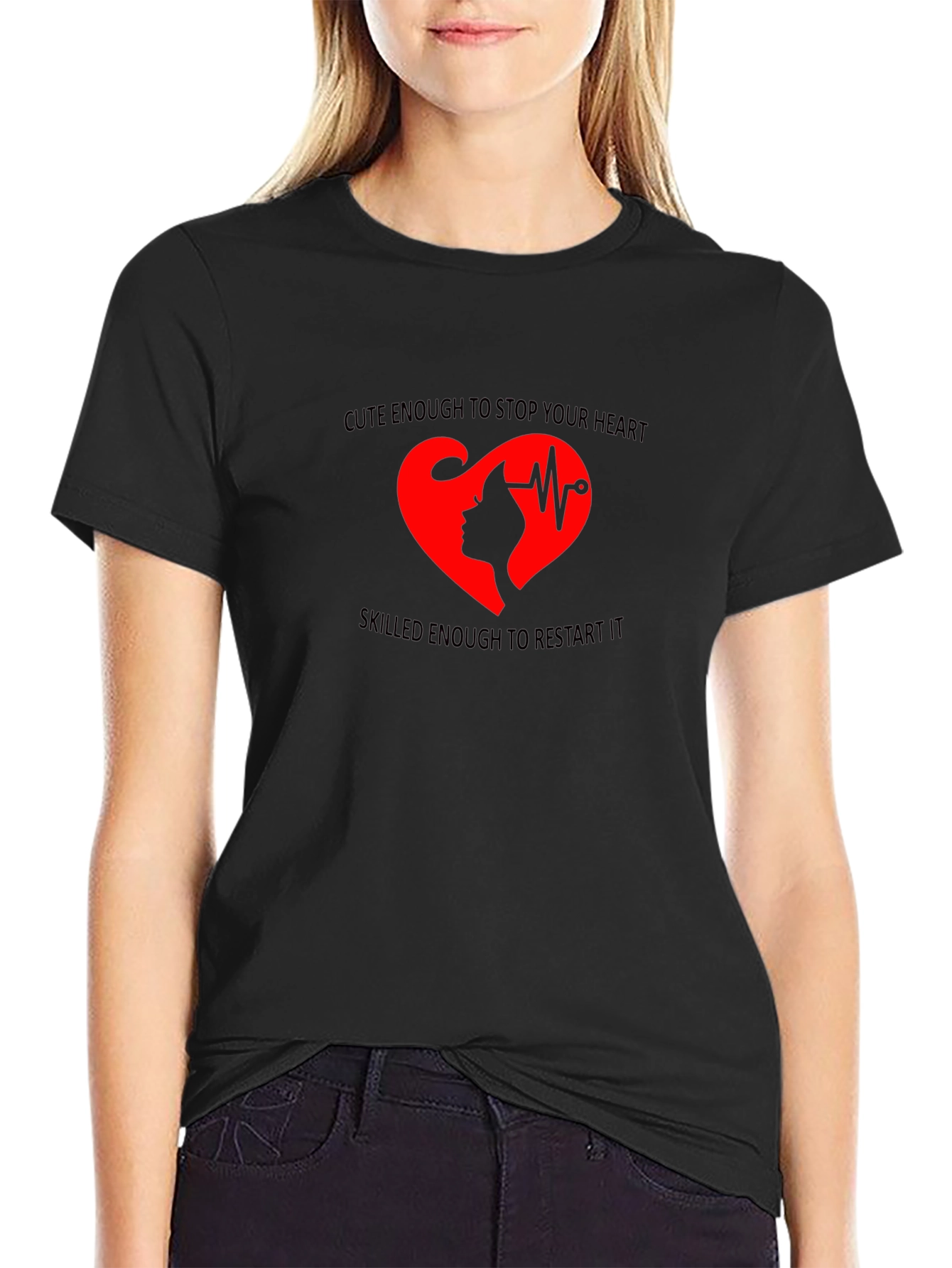 Cute Nurse Heartbeat T-Shirt - Stop & Restart Heart!