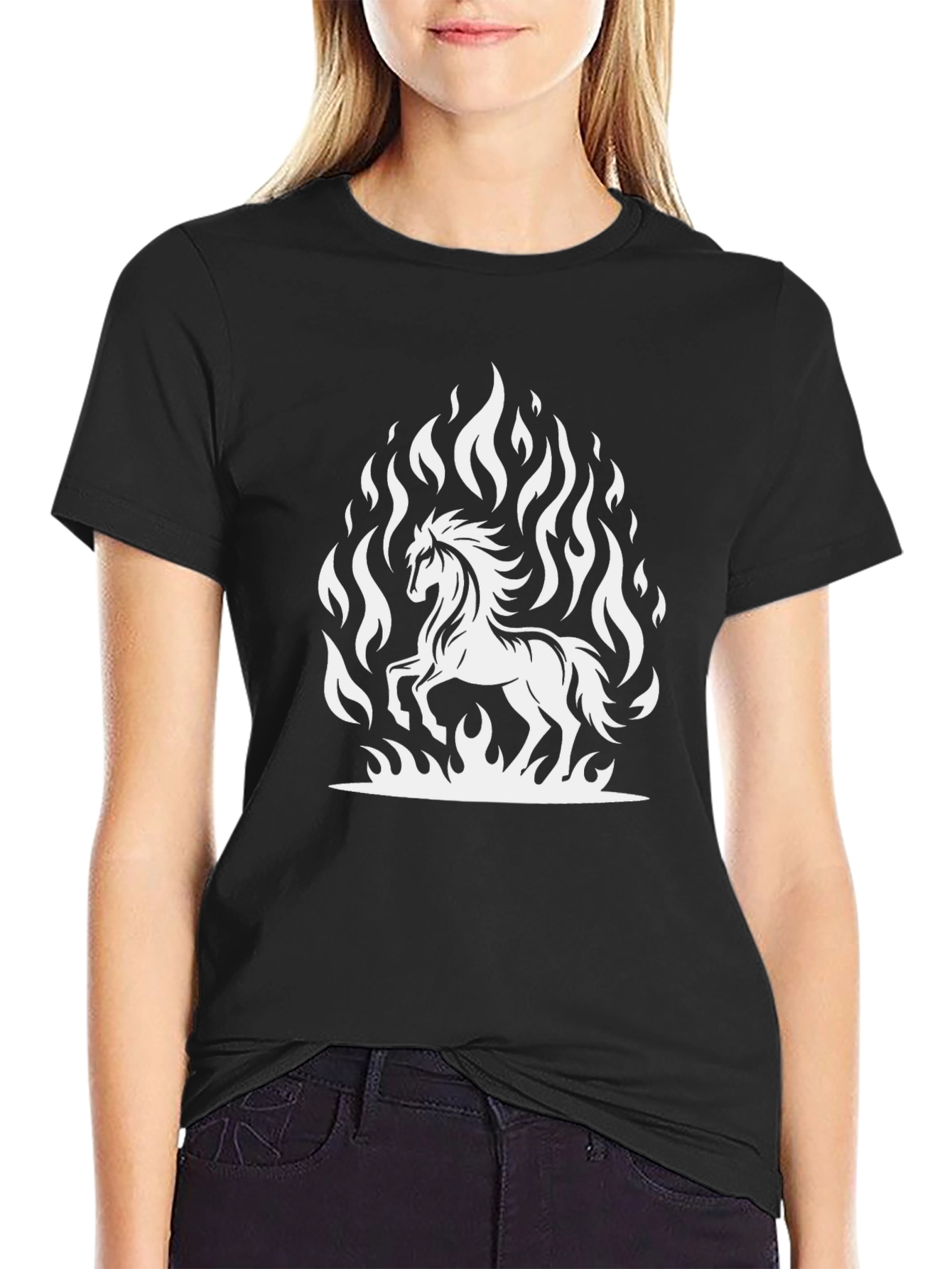 Flaming Horse Graphic T-Shirt