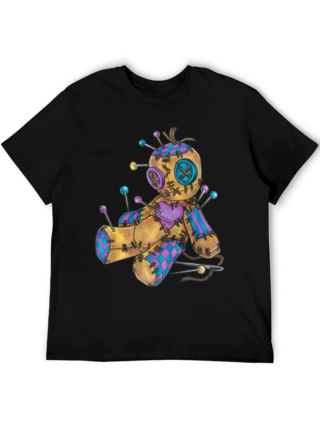 Voodoo Doll Graphic Tee - Black Cotton Shirt