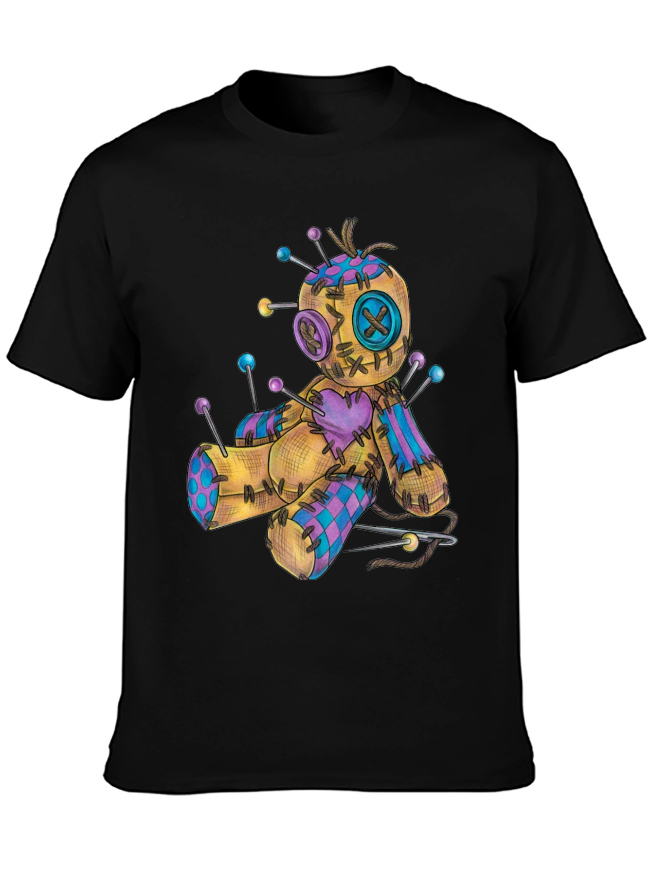Voodoo Doll Graphic Tee - Black Cotton Shirt