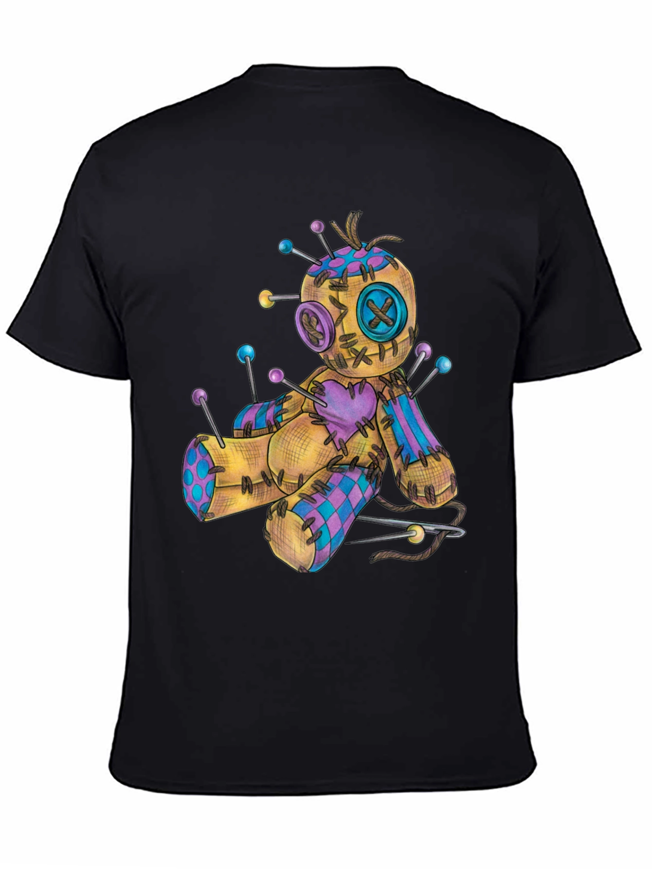Voodoo Doll Graphic Tee - Black Cotton Shirt