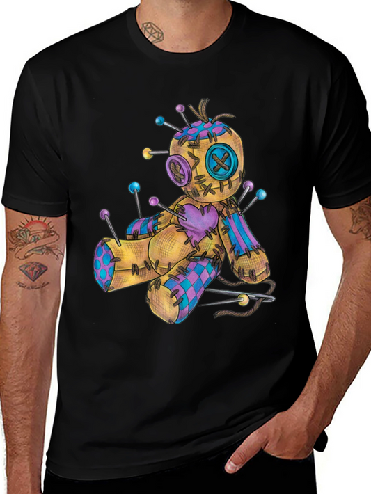 Voodoo Doll Graphic Tee - Black Cotton Shirt