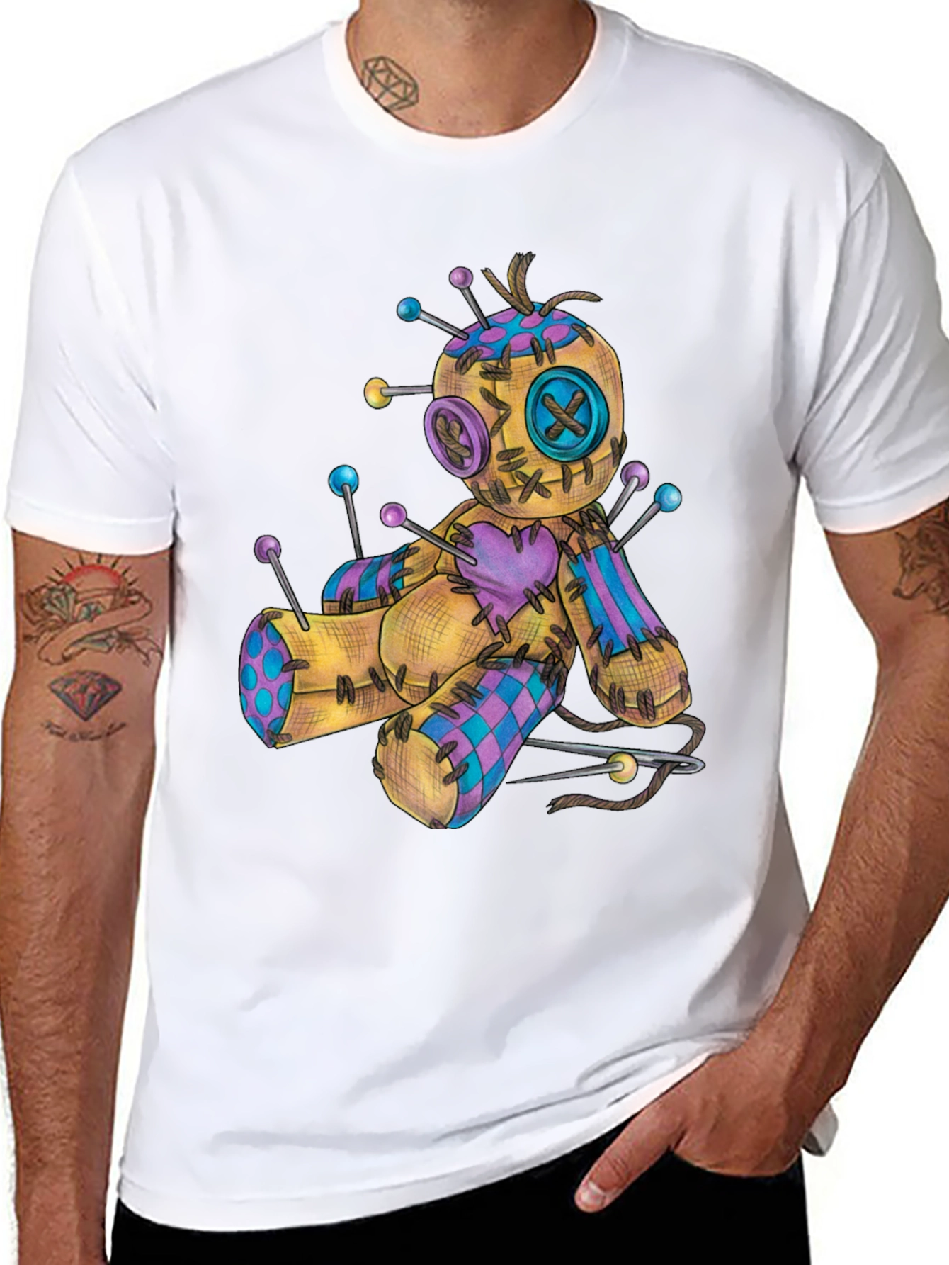 Voodoo Doll Graphic Tee - Black Cotton Shirt