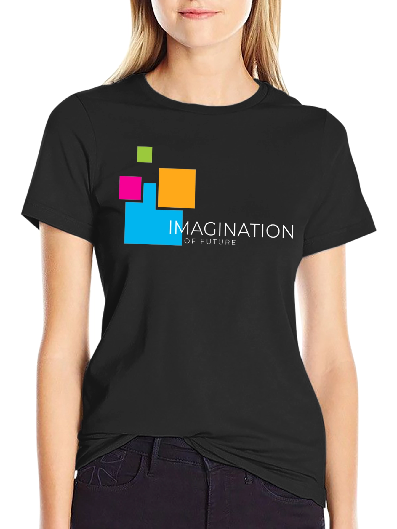Imagination of Future Black Graphic T-Shirt