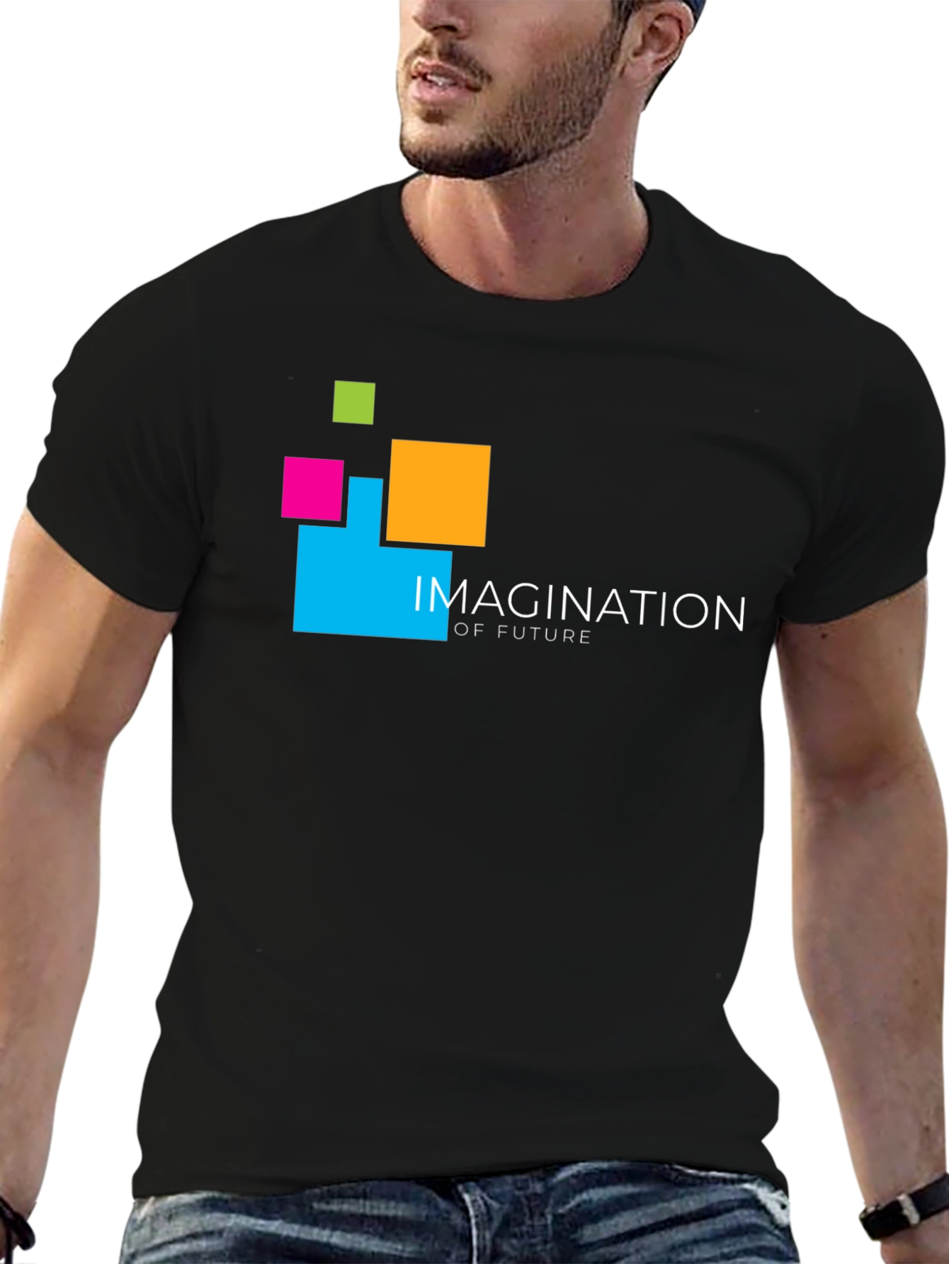 Imagination of Future Black Graphic T-Shirt