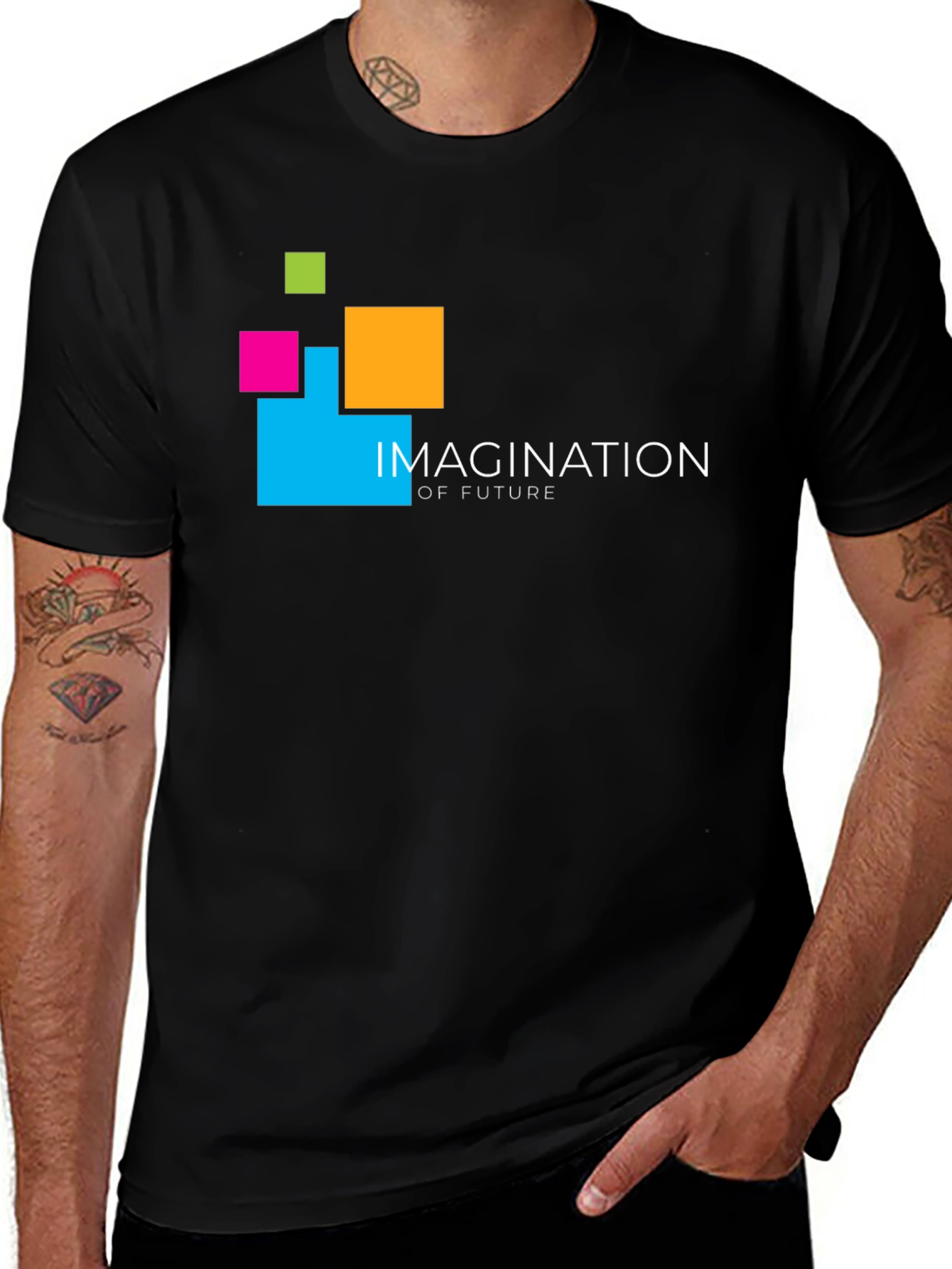 Imagination of Future Black Graphic T-Shirt