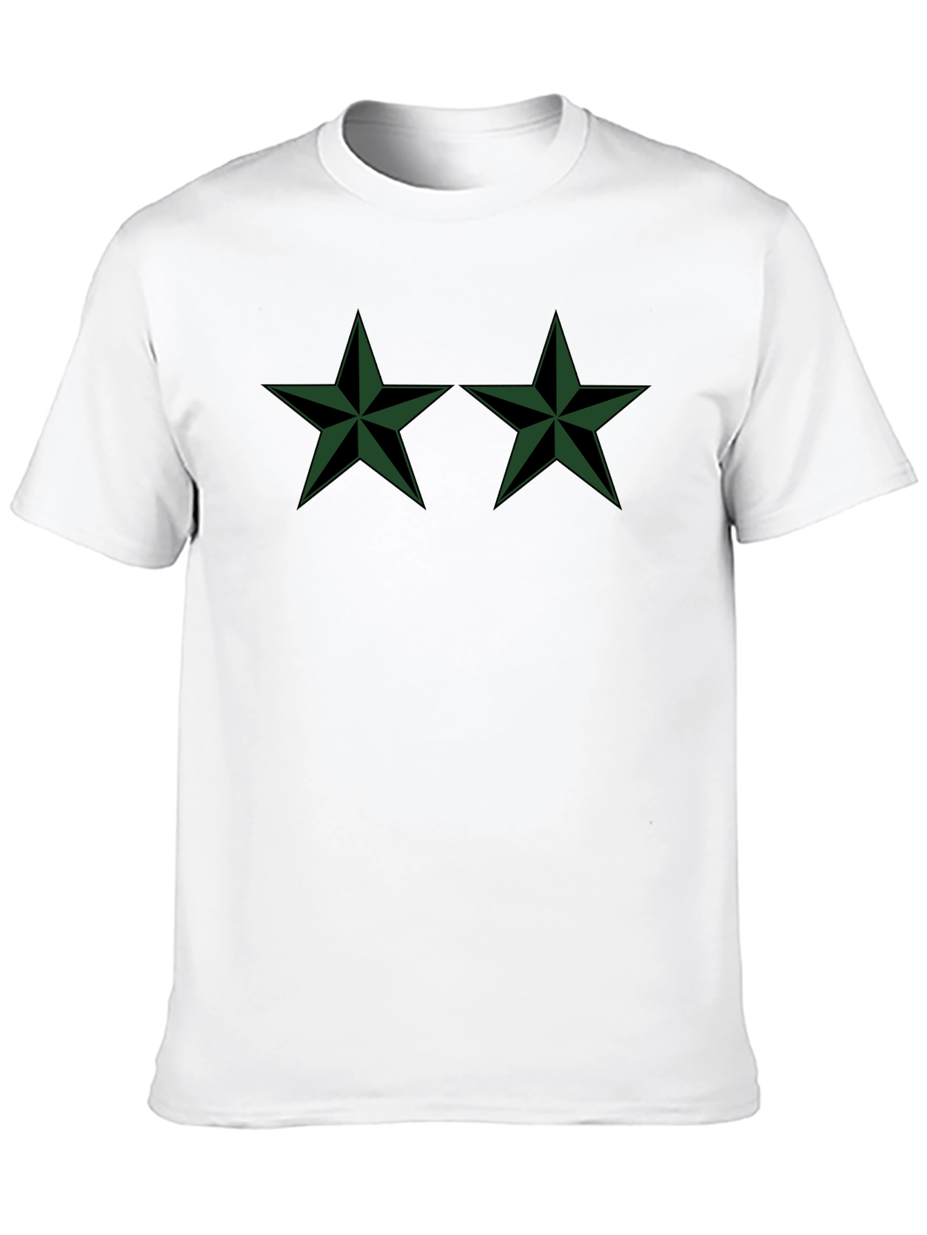 Two Green Stars Black T-Shirt